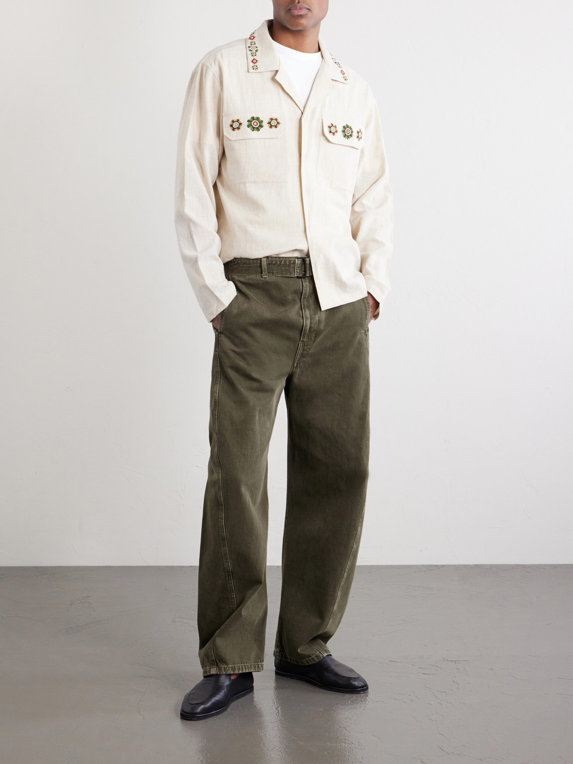 Surya Camp-Collar Embroidered Cotton Shirt