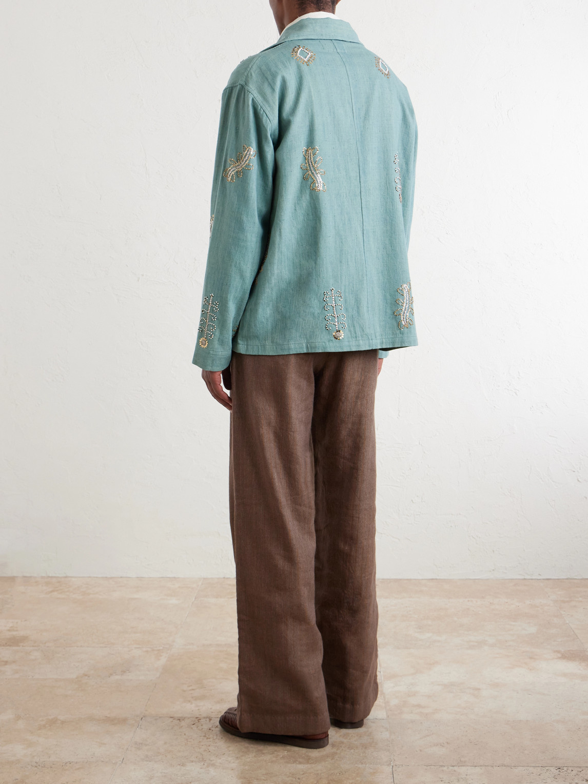  Kartik Research - Safari Embroidered Cotton Jacket - Men - Green - S 