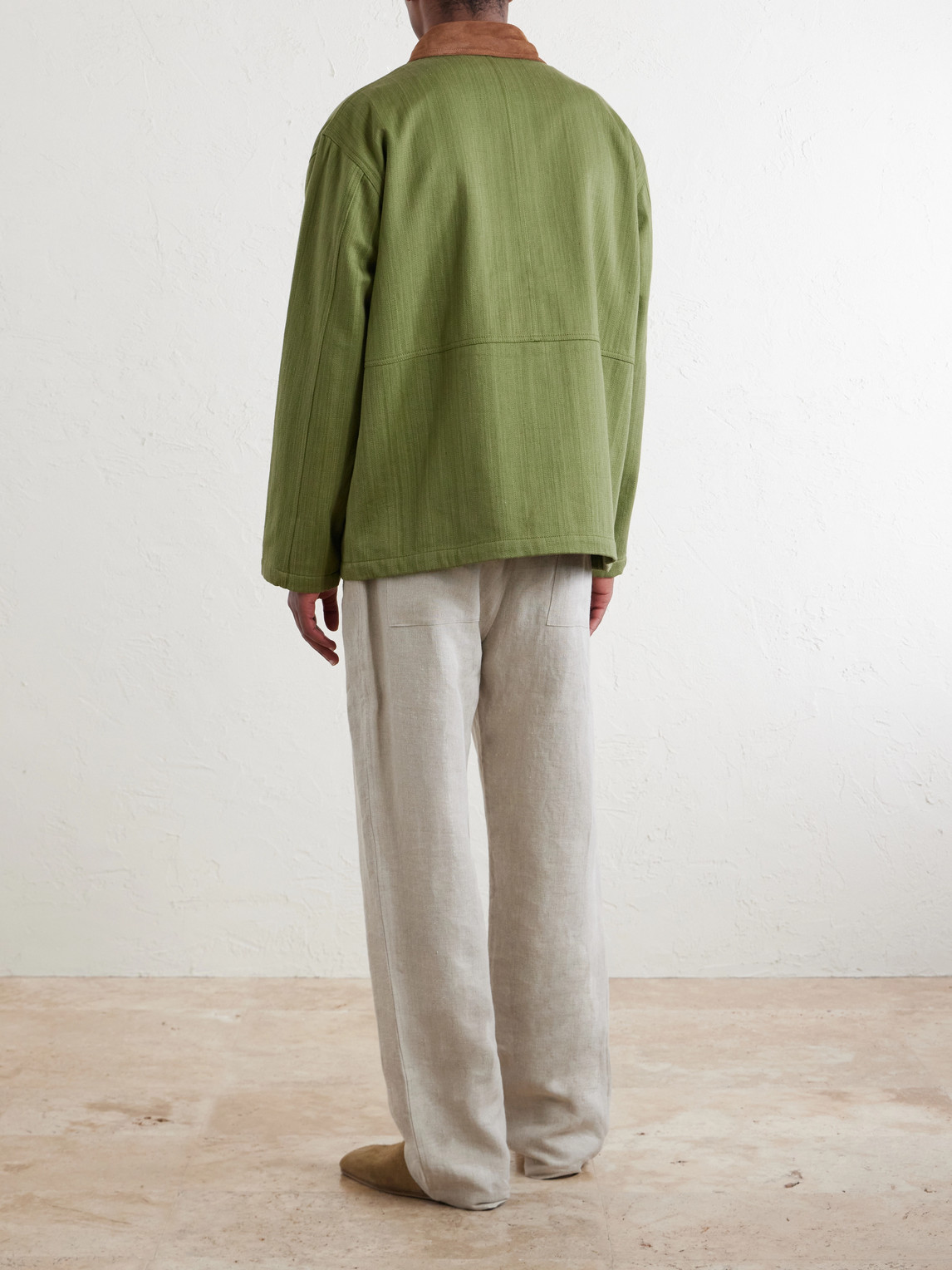 Jodhpur Embroidered Suede-Trimmed Cotton Jacket