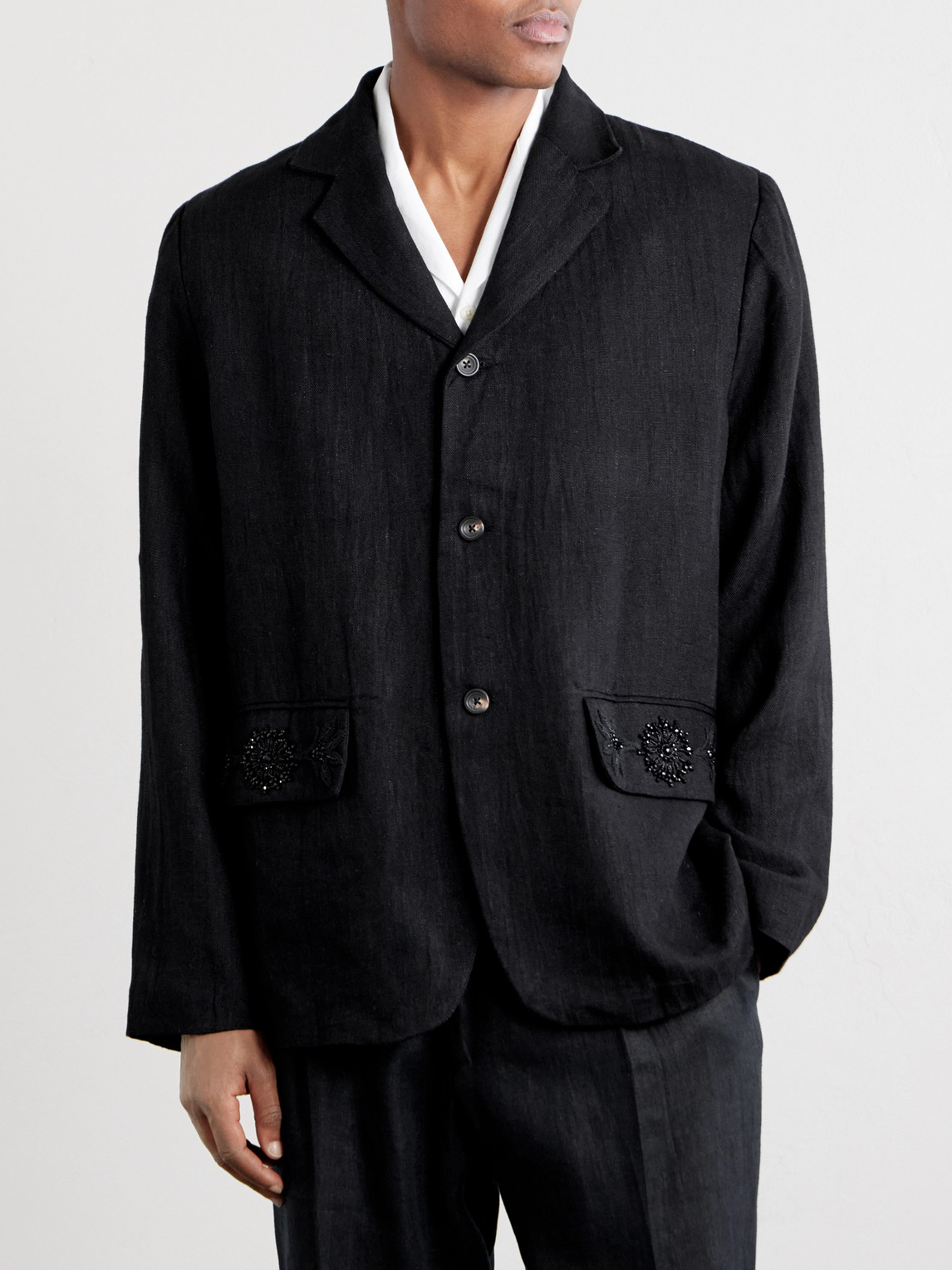  Kartik Research - Linen Blazer - Men - Black - S 