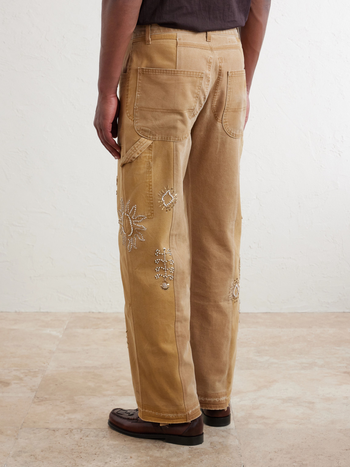  Kartik Research - Zardozi Straight-leg Embellished Paneled Cotton-canvas Trousers - Men - Neutrals - Uk/us 34 