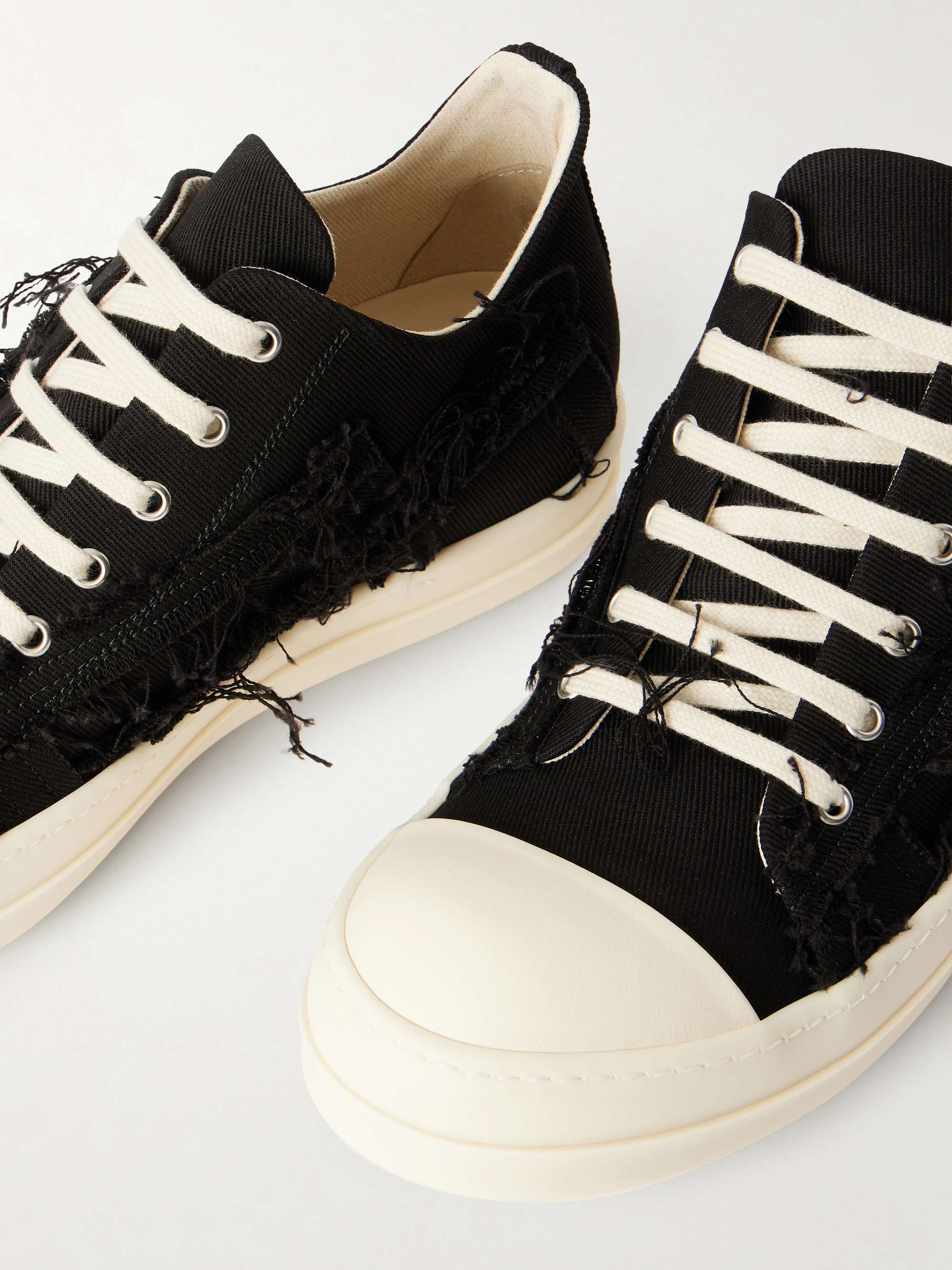 DRKSHDW BY RICK OWENS Ramones Frayed Denim Sneakers for Men | MR
