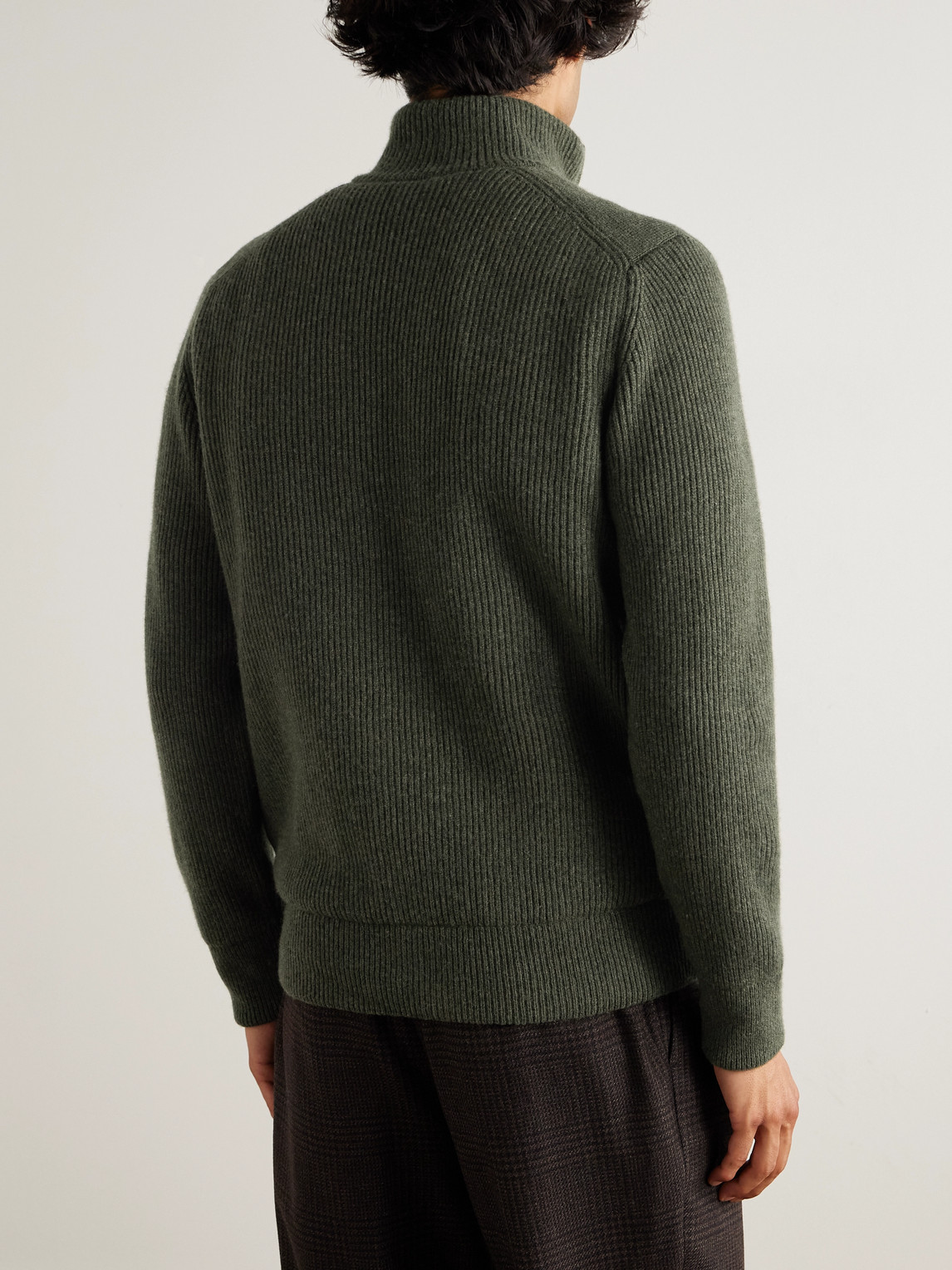 Purdey Orkney Ribbed-knit Wool Zip-up Cardigan In Green