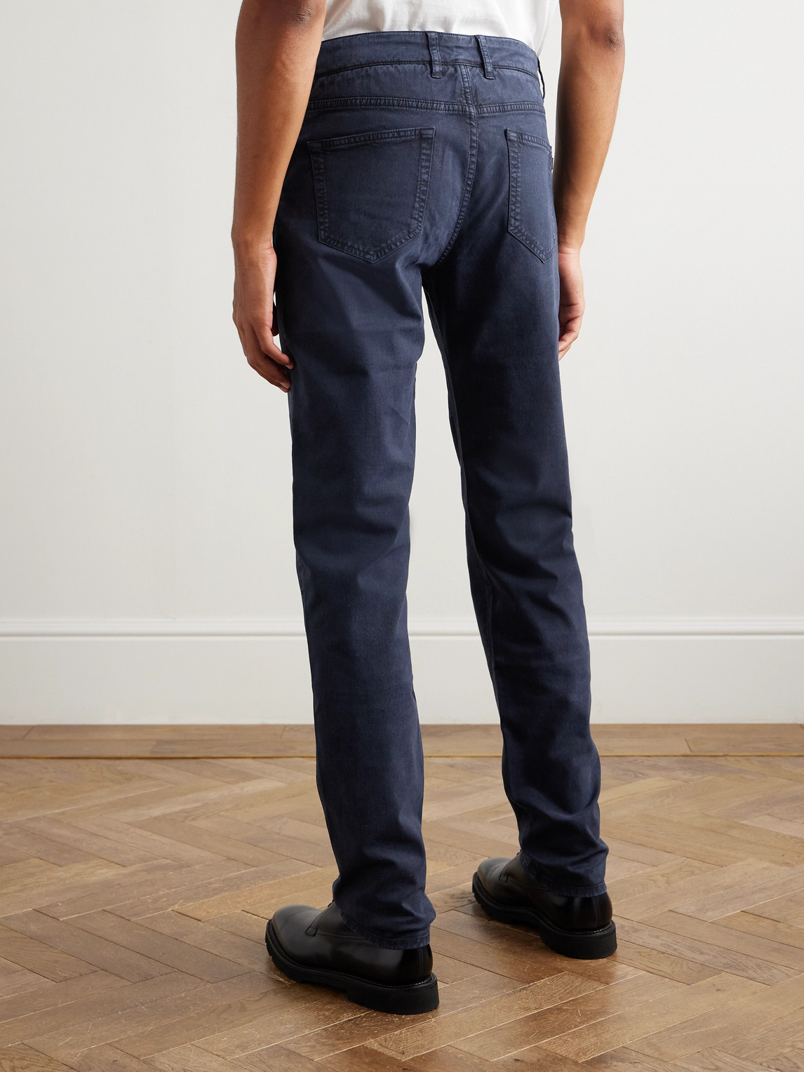Straight-Leg Cotton-Blend Twill Trousers Slim-Fit