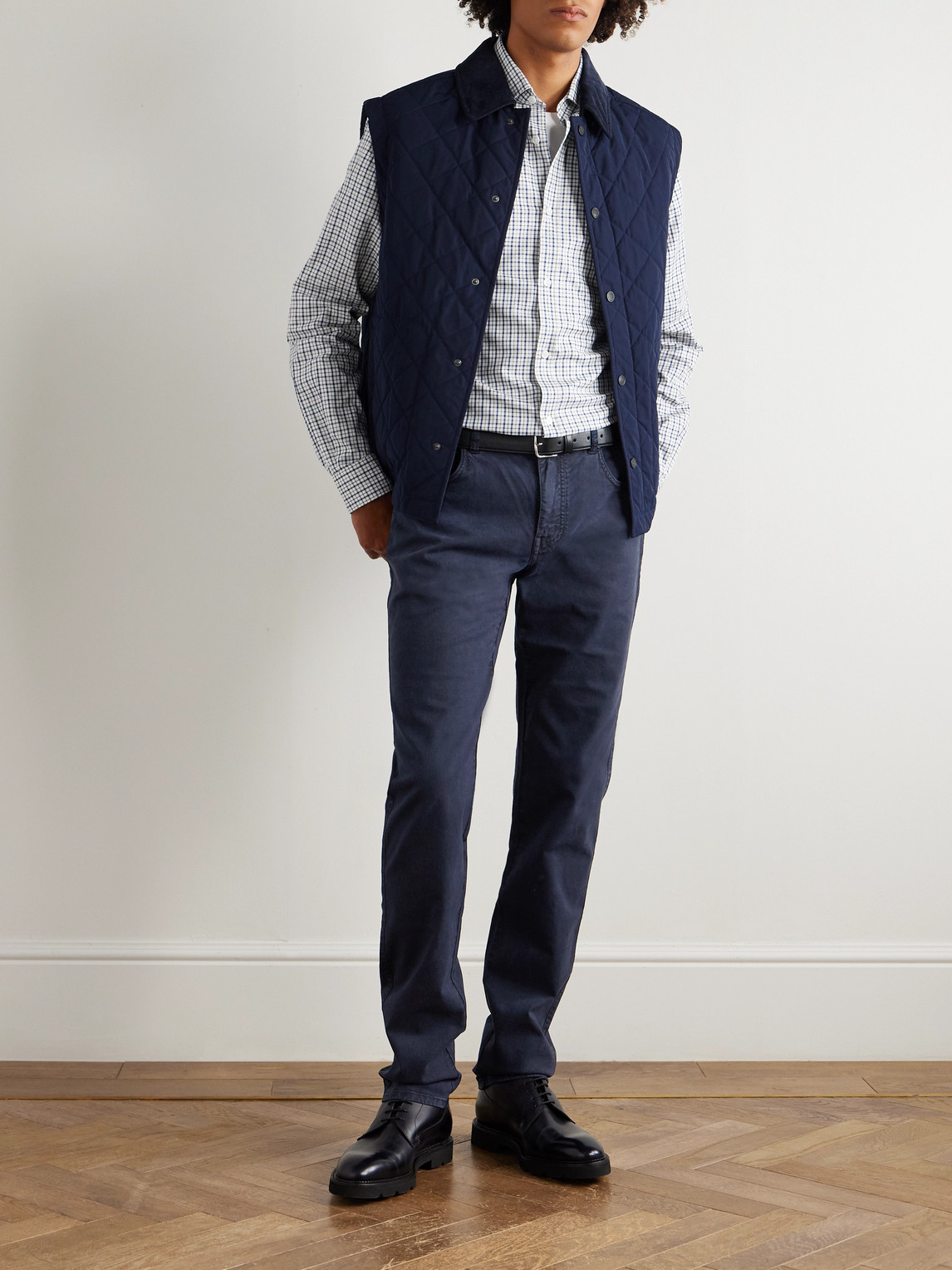Straight-Leg Cotton-Blend Twill Trousers Slim-Fit