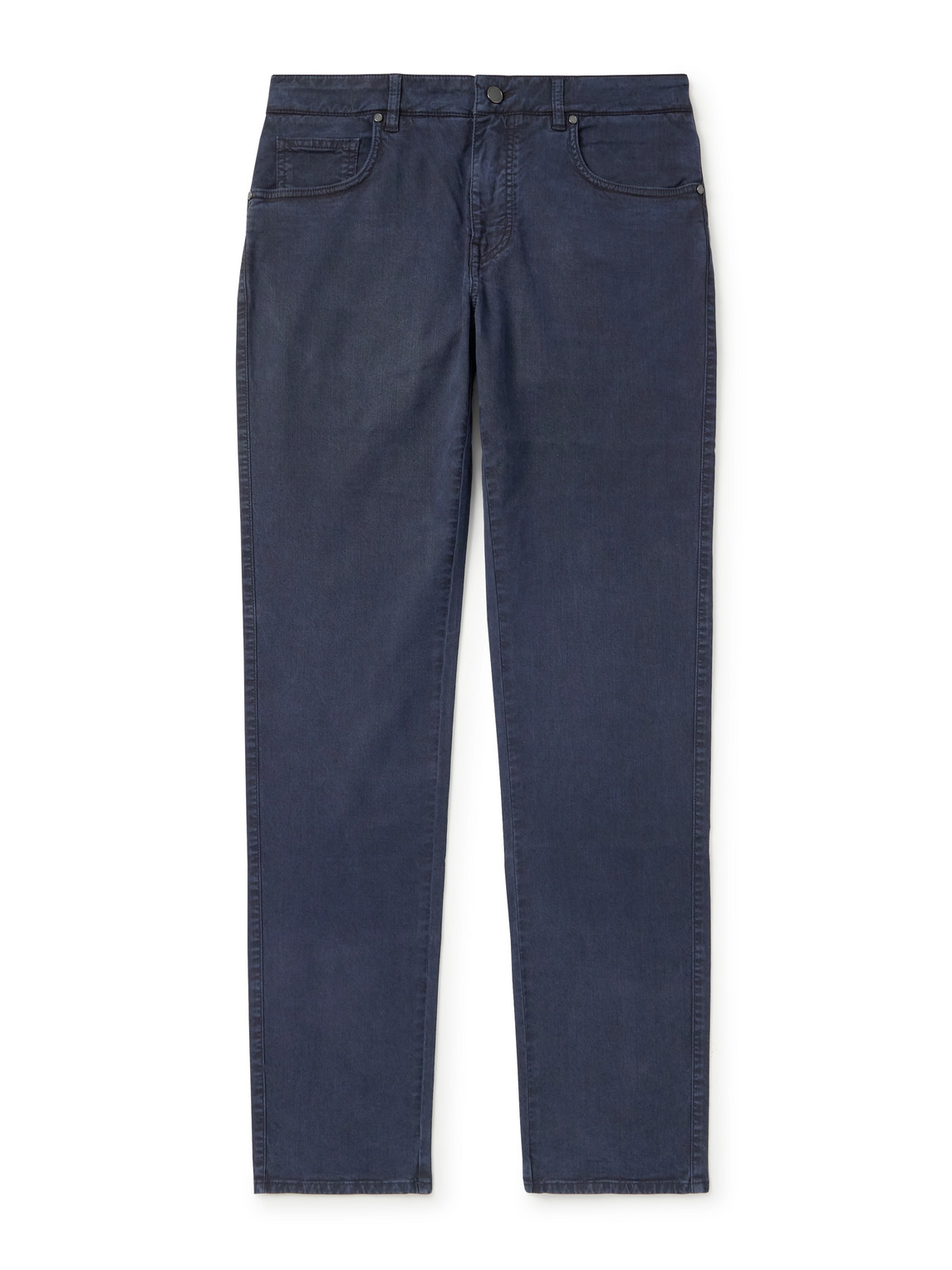 Purdey Slim-fit Straight-leg Cotton-blend Twill Trousers In Blue