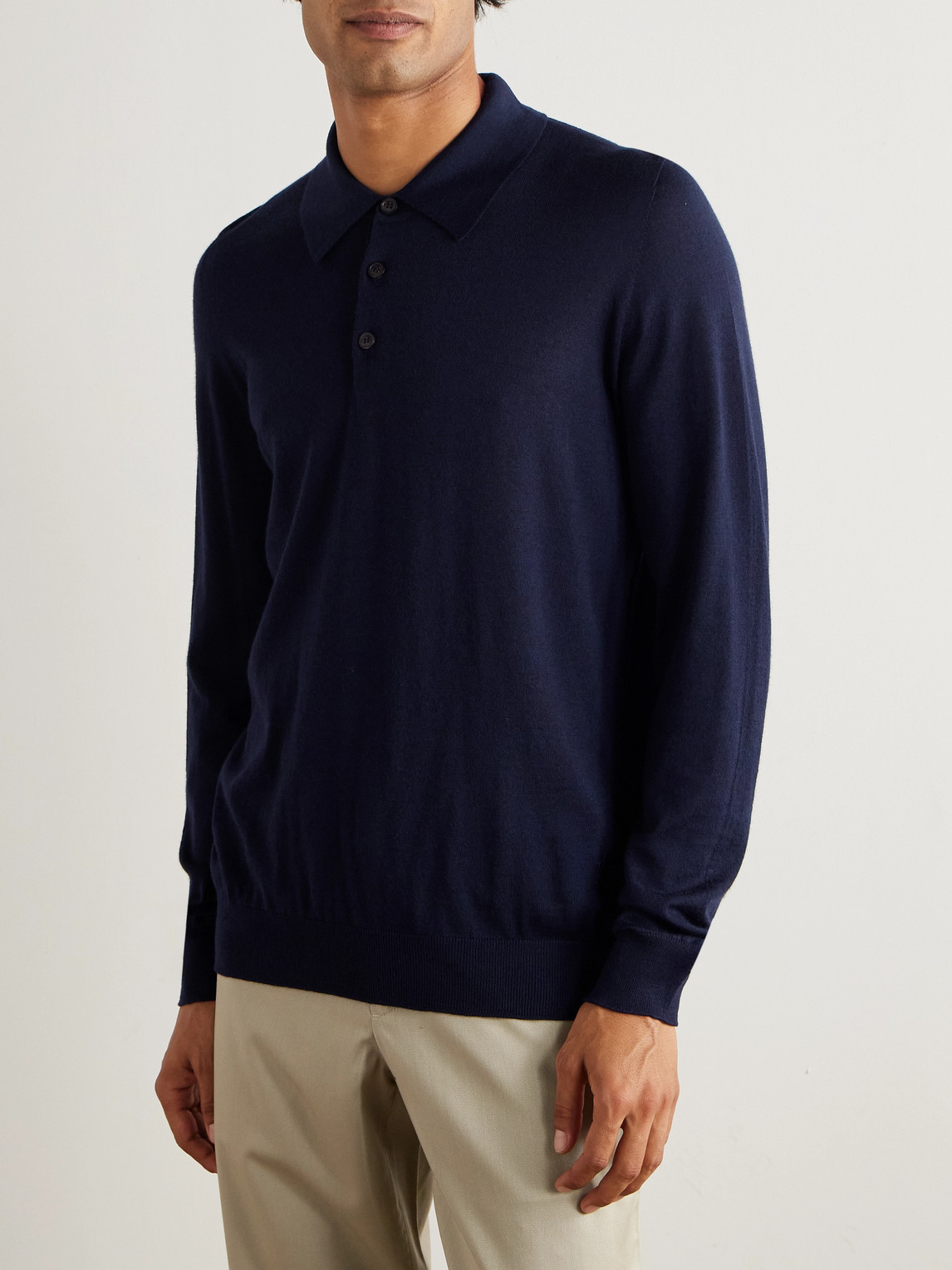 Purdey Logo-embroidered Merino Wool Polo Shirt In Blue