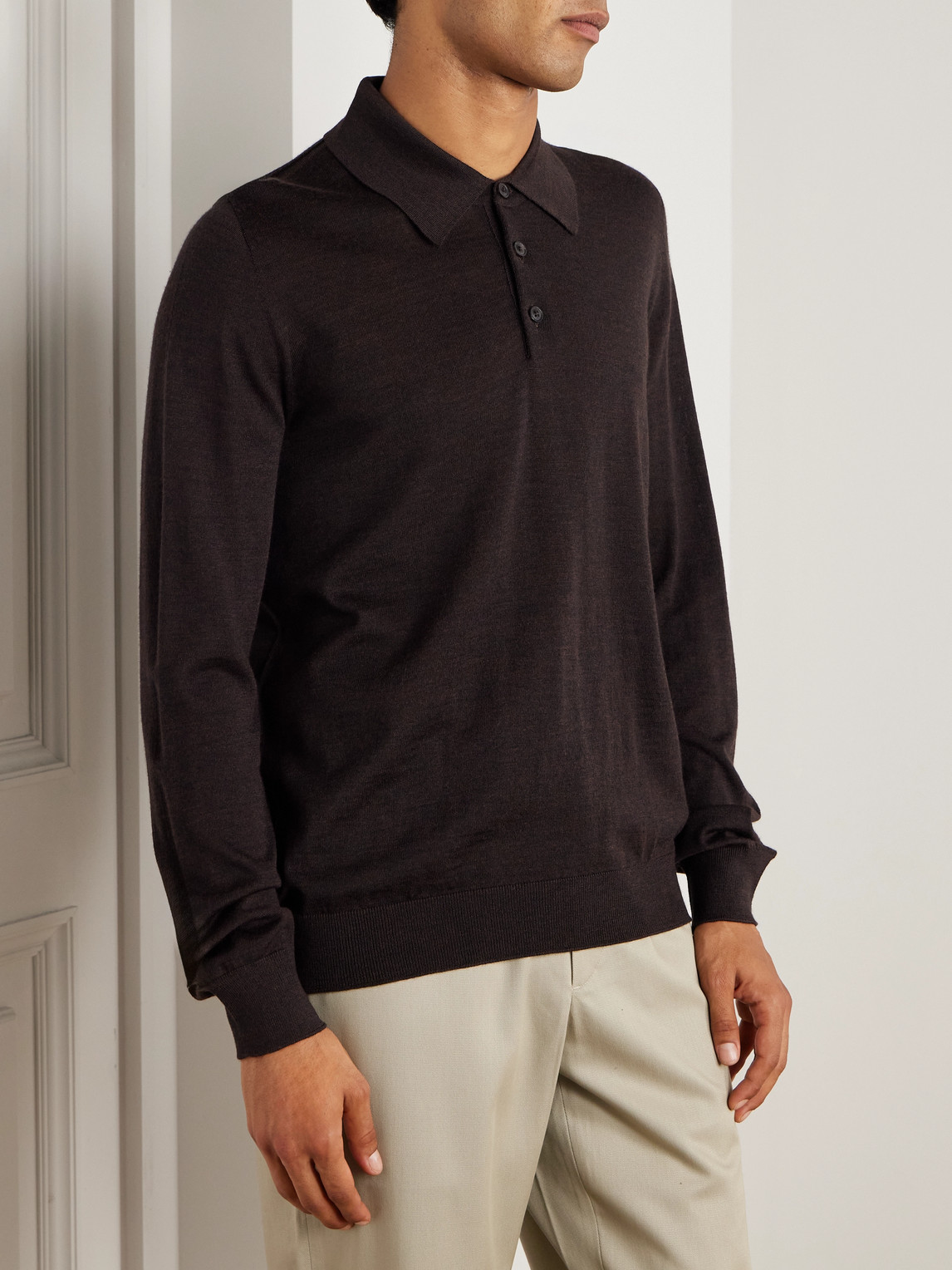  Purdey - Wool Polo Shirt - Men - Brown - S 