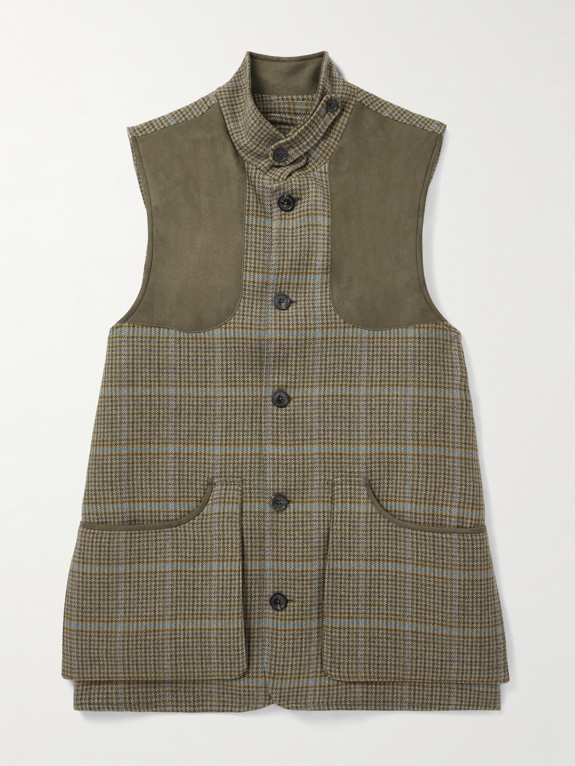 Purdey Faux Suede-Trimmed Wool-Tweed Gileten