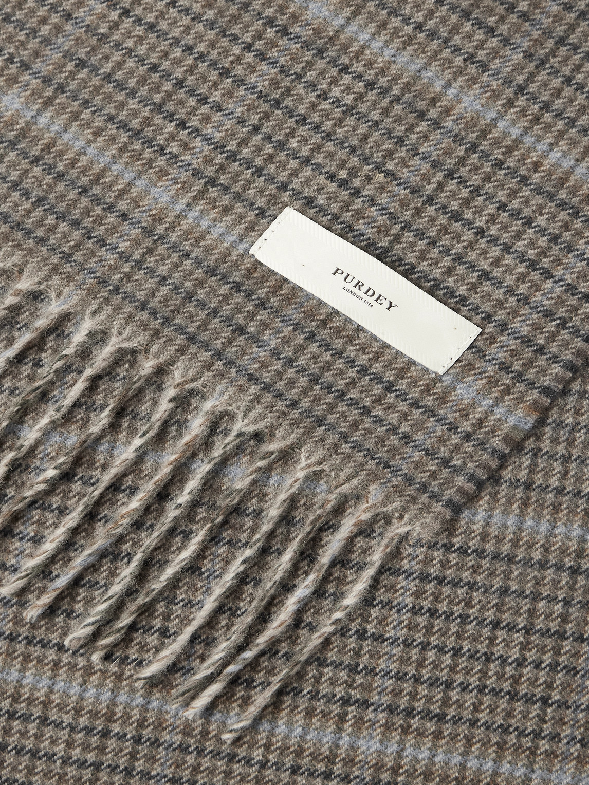 Purdey Tom Fringed Checked Wool And Cashmere-blend Scarf In Multi