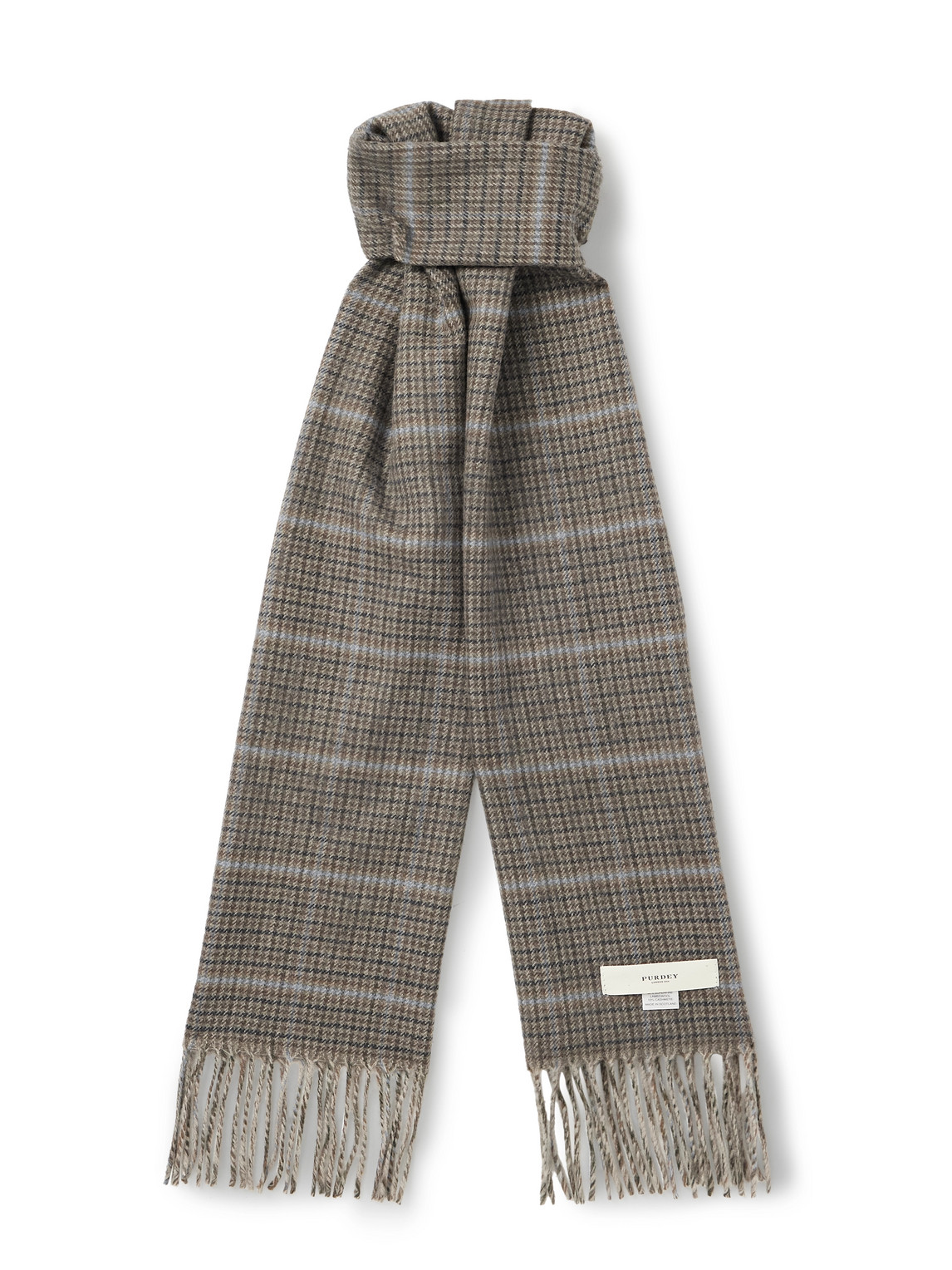 Purdey Tom Fringed Checked Wool And Cashmere-blend Scarf In Multi