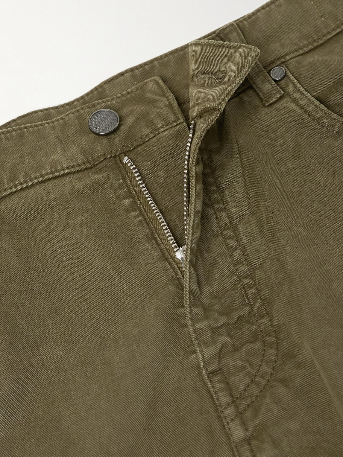 Purdey Slim-fit Straight-leg Cotton-blend Twill Trousers In Green