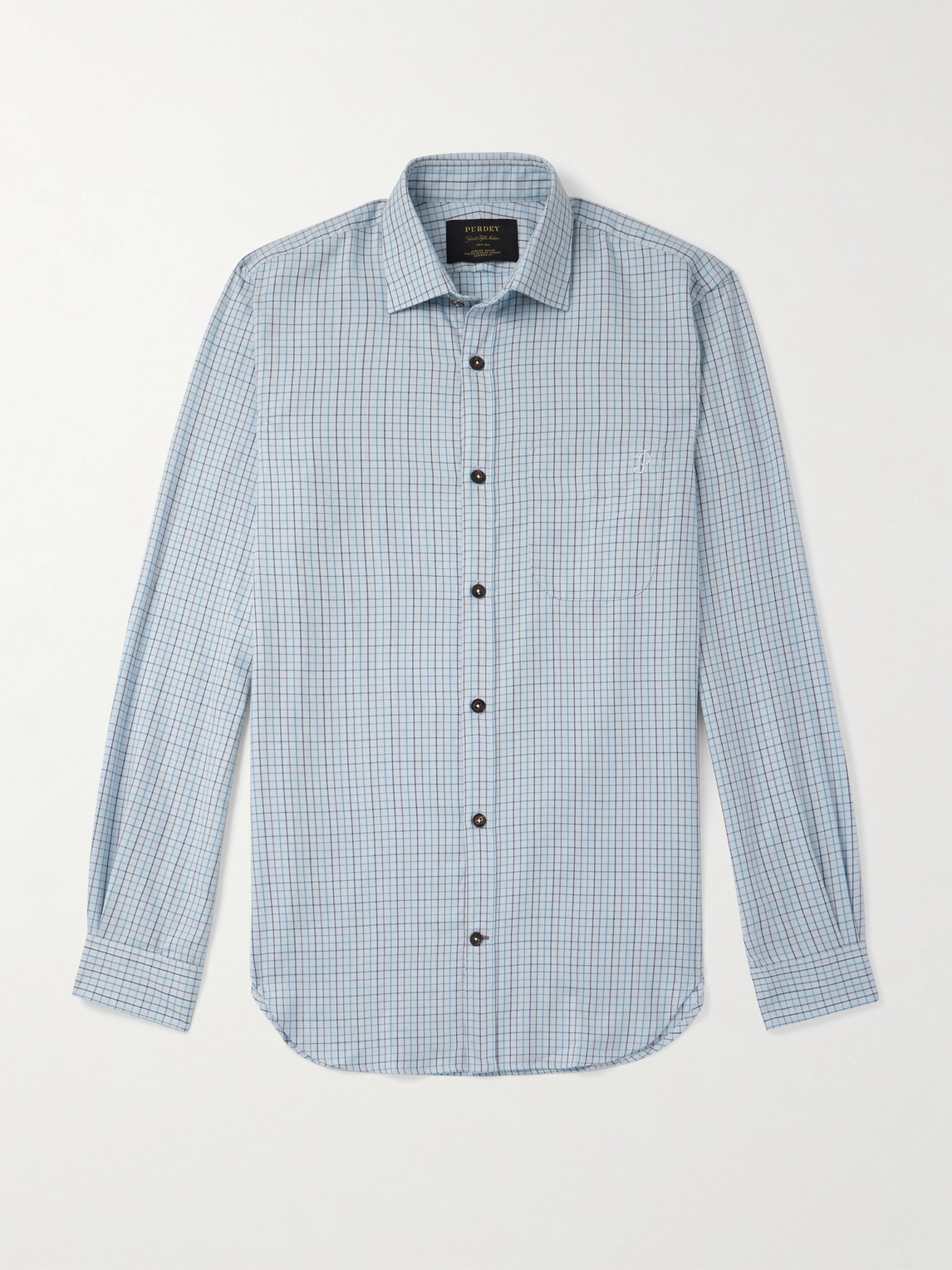 Purdey Checked Cotton And Cashmere-blend Shirt In Multi