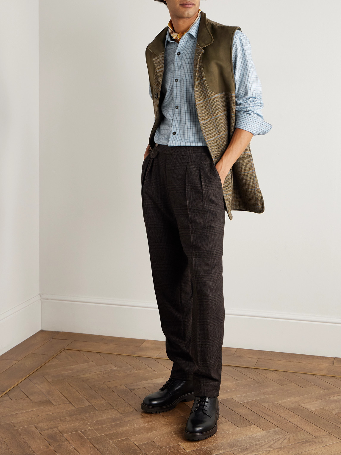 Purdey Checked Cotton And Cashmere-blend Shirt In Multi