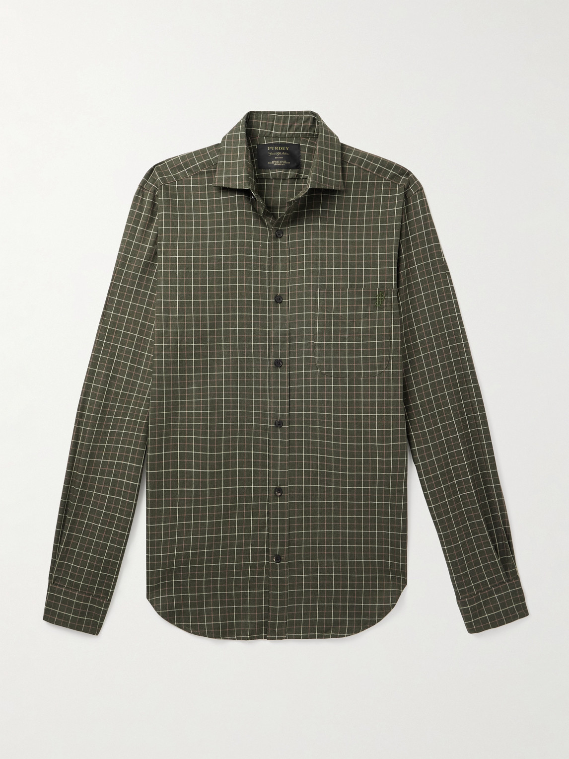 Purdey Checked Cotton Shirt In Green