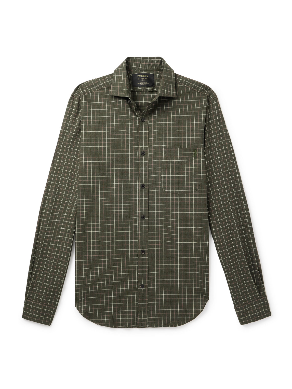 Purdey Checked Cotton Shirt In Green