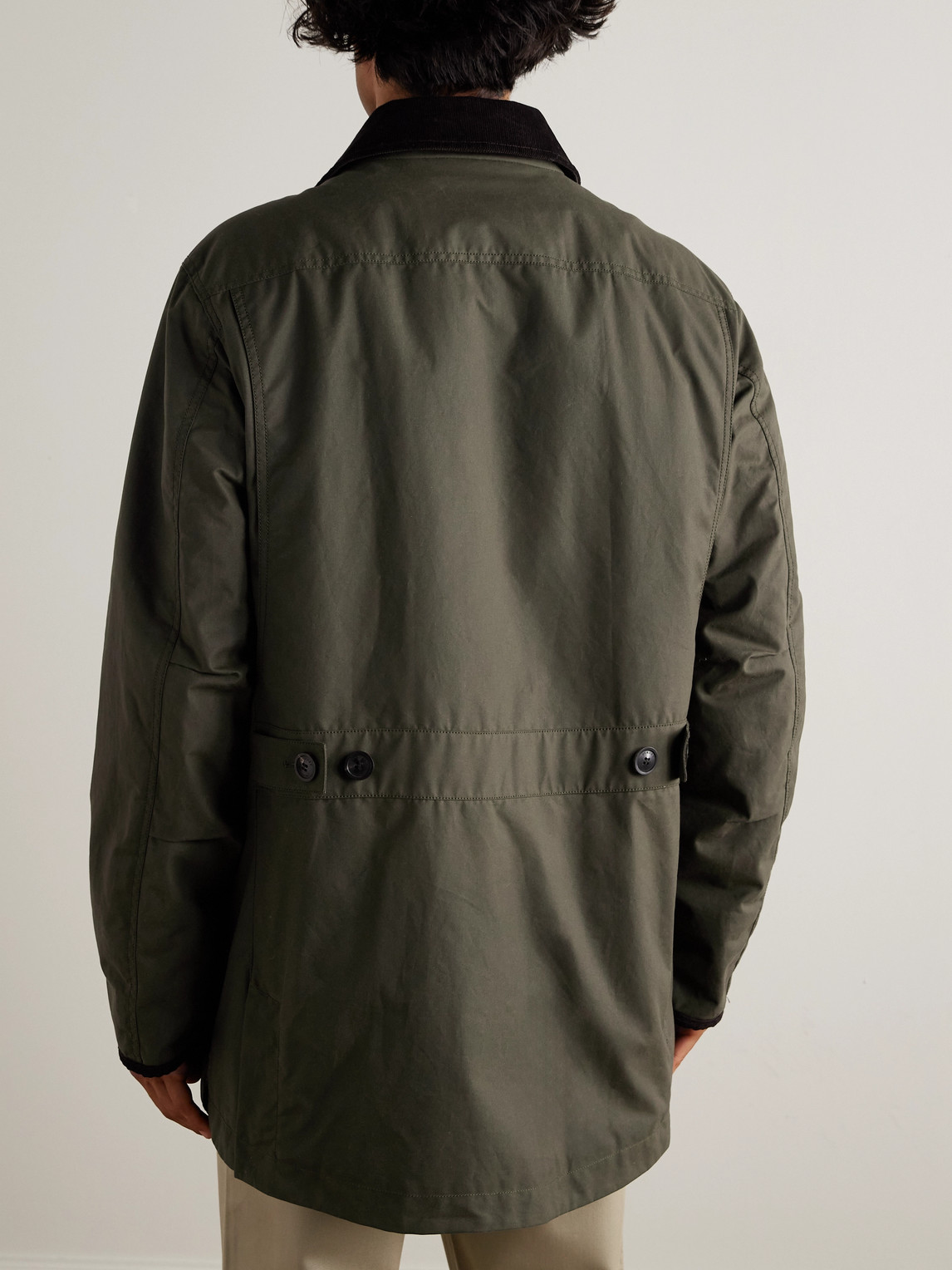 Purdey Pembroke Corduory-trimmed Cotton-canvas Coat In Green