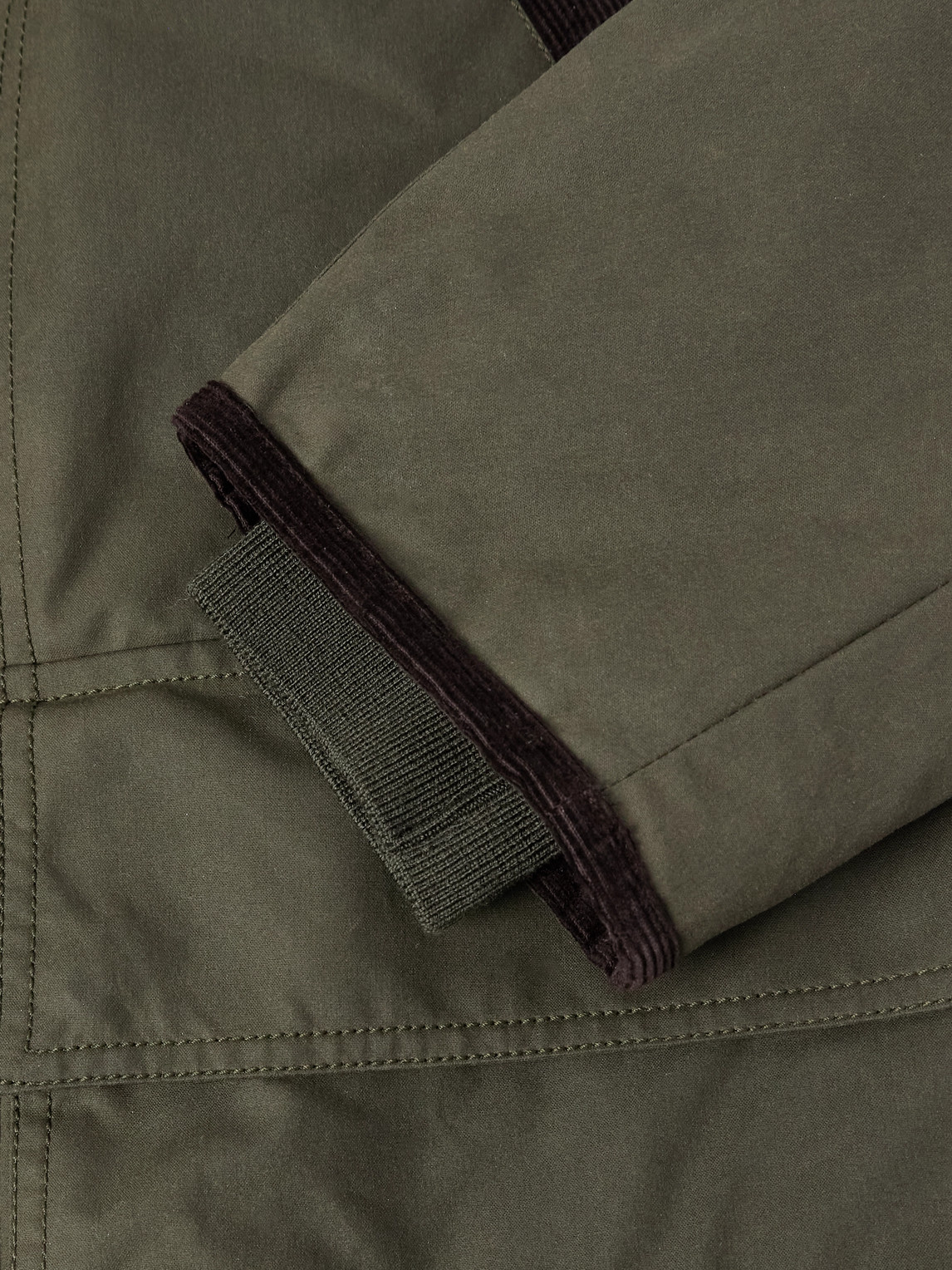 Purdey Pembroke Corduory-trimmed Cotton-canvas Coat In Green