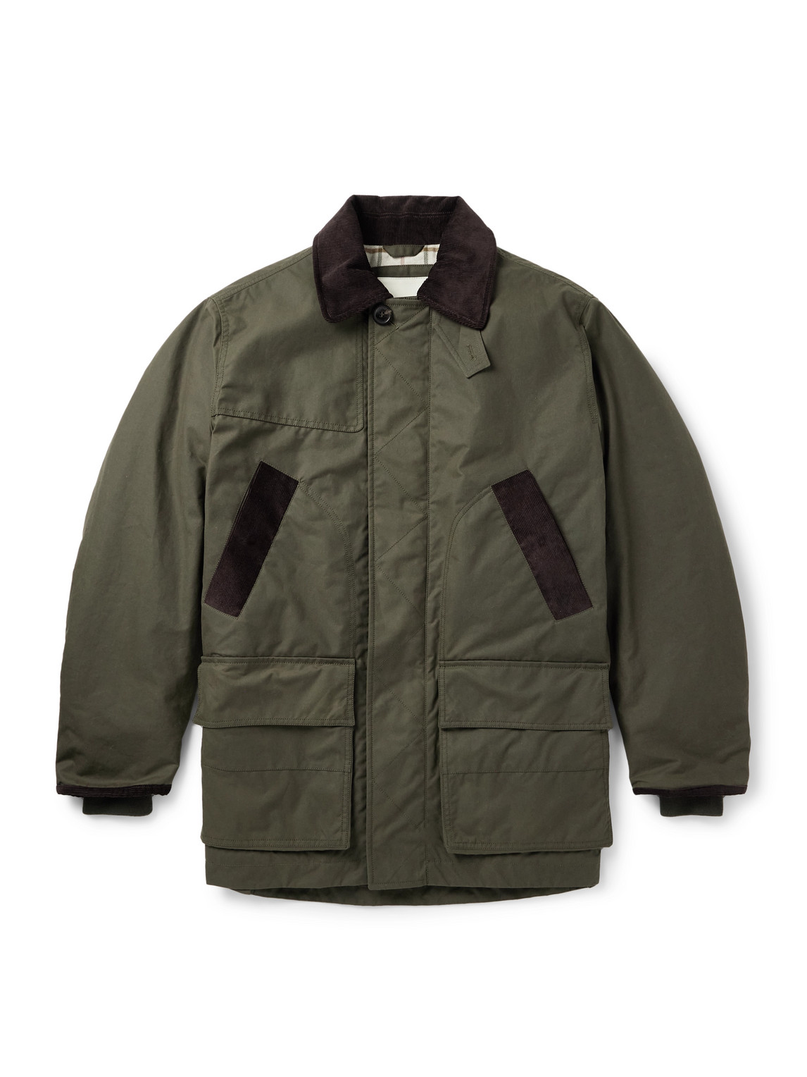 Purdey Pembroke Corduory-trimmed Cotton-canvas Coat In Green