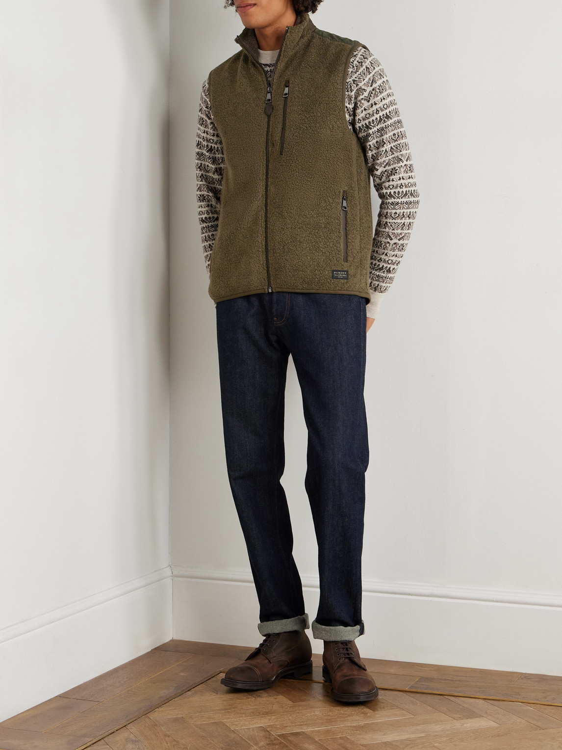 Purdey Shell-trimmed Bouclé Gilet In Green