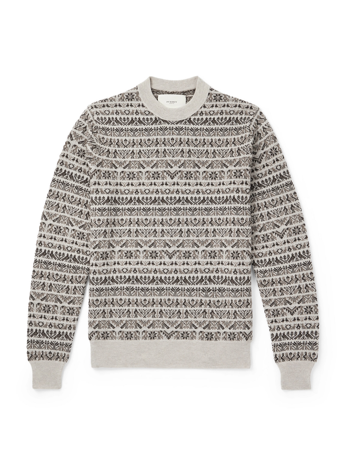 Purdey Vigo Slim-fit Fair Isle Wool Sweater In Gray
