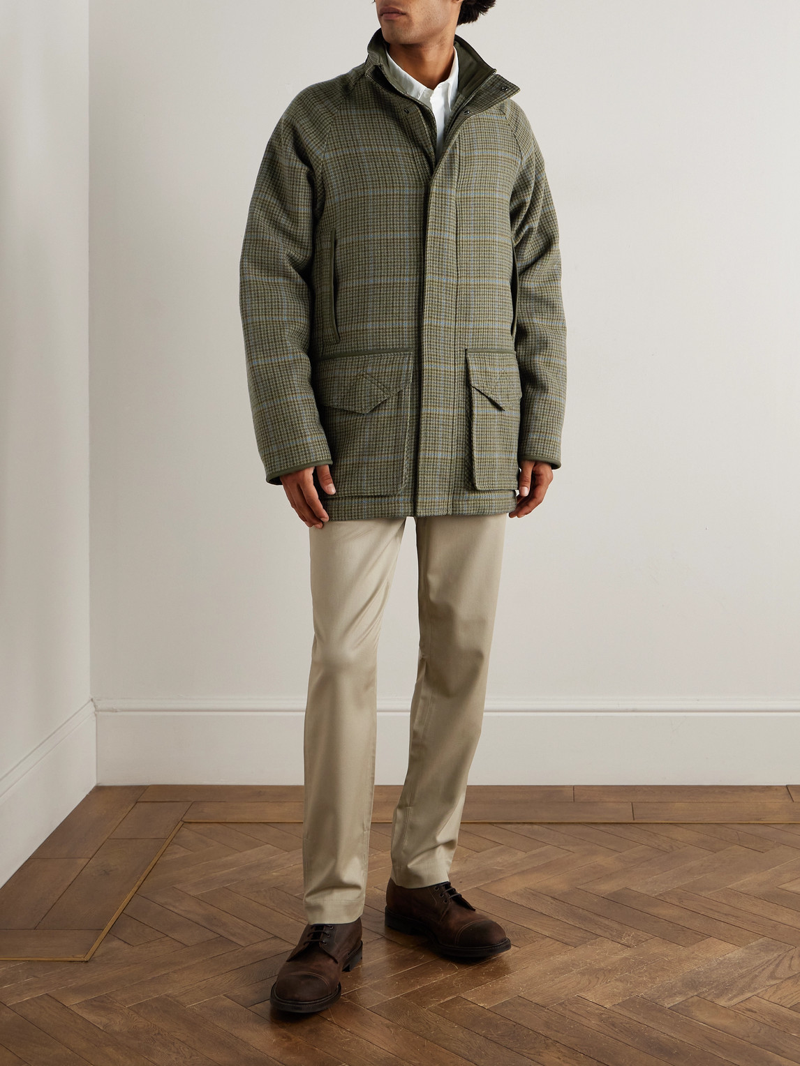 Purdey Tom Checked Wool-tweed Coat In Green