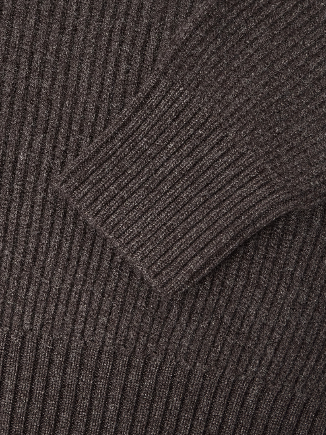 Purdey Clifford Ribbed Wool And Cashmere-blend Half-zip Sweater In Brown