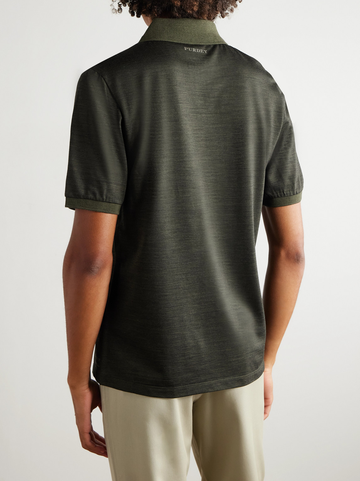 Purdey Merino Wool And Lyocell-blend Piqué Polo Shirt In Green