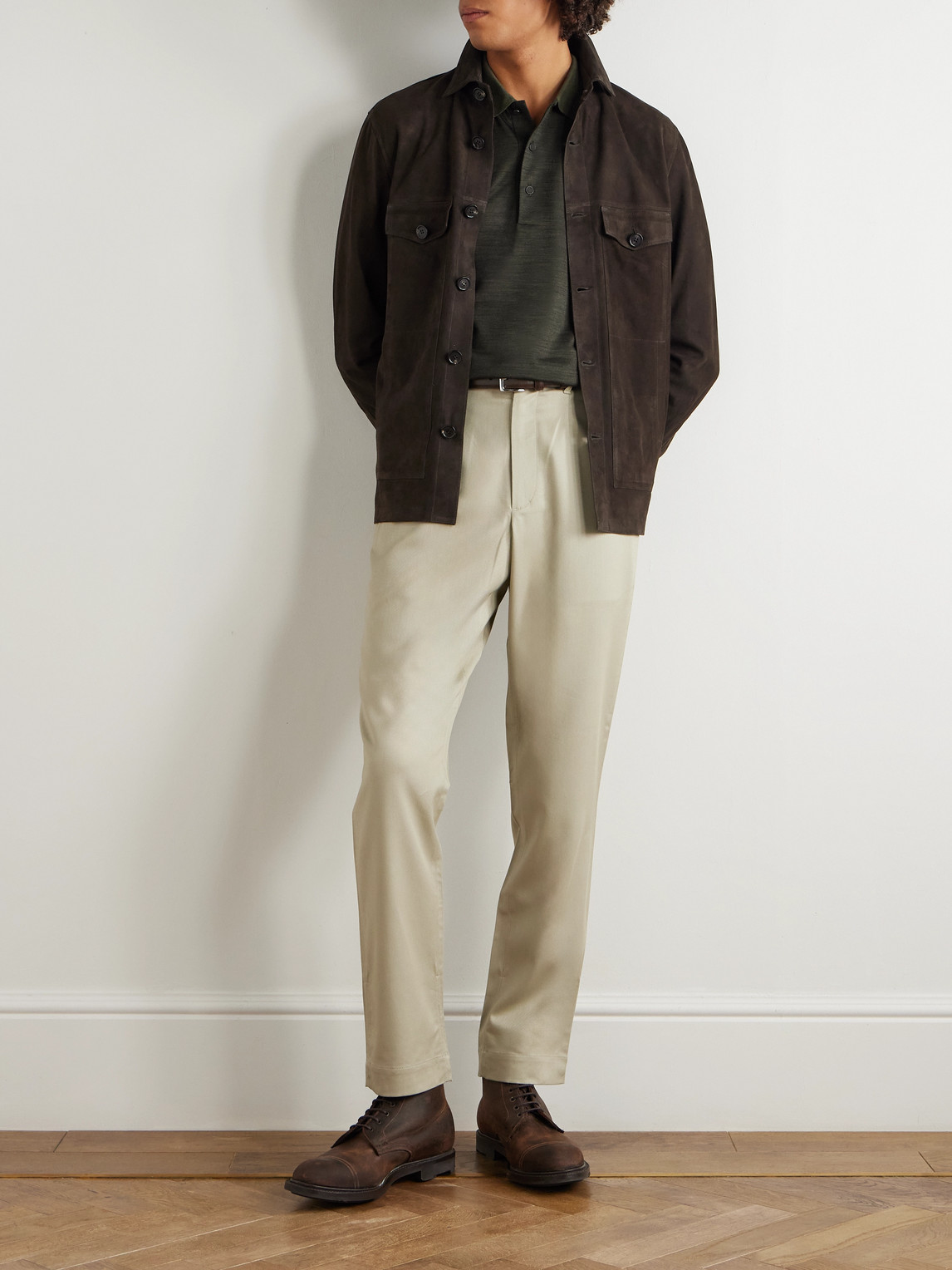 Purdey Merino Wool And Lyocell-blend Piqué Polo Shirt In Green