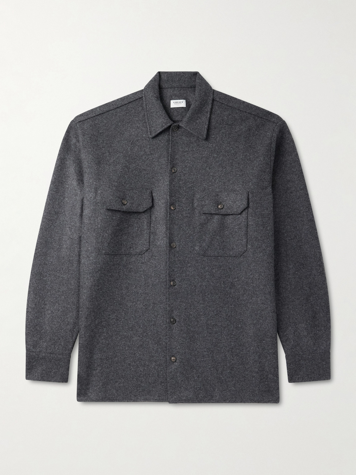 Ghiaia Cashmere Wool Overshirt In Gray