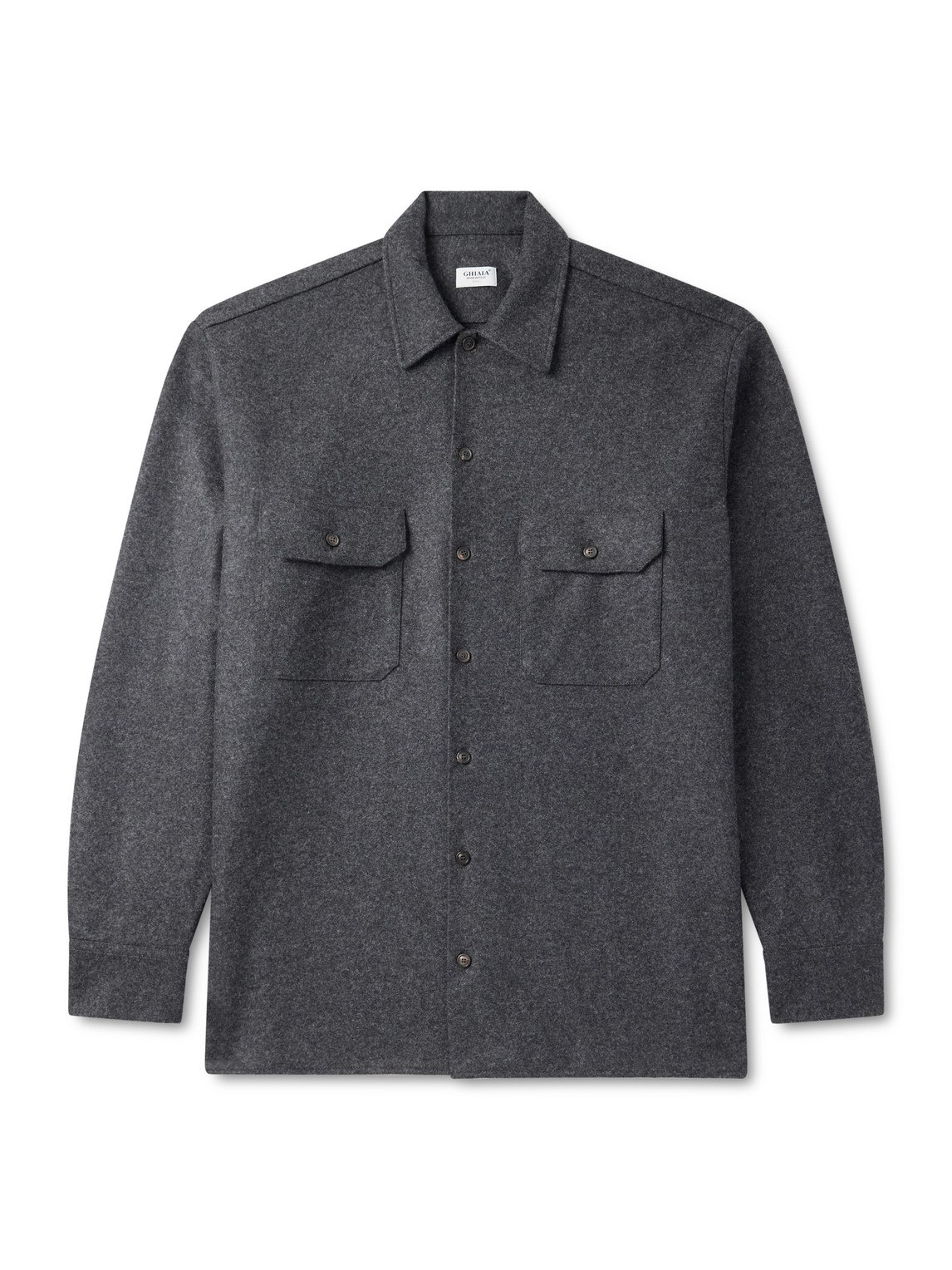 Ghiaia Cashmere Wool Overshirt In Gray