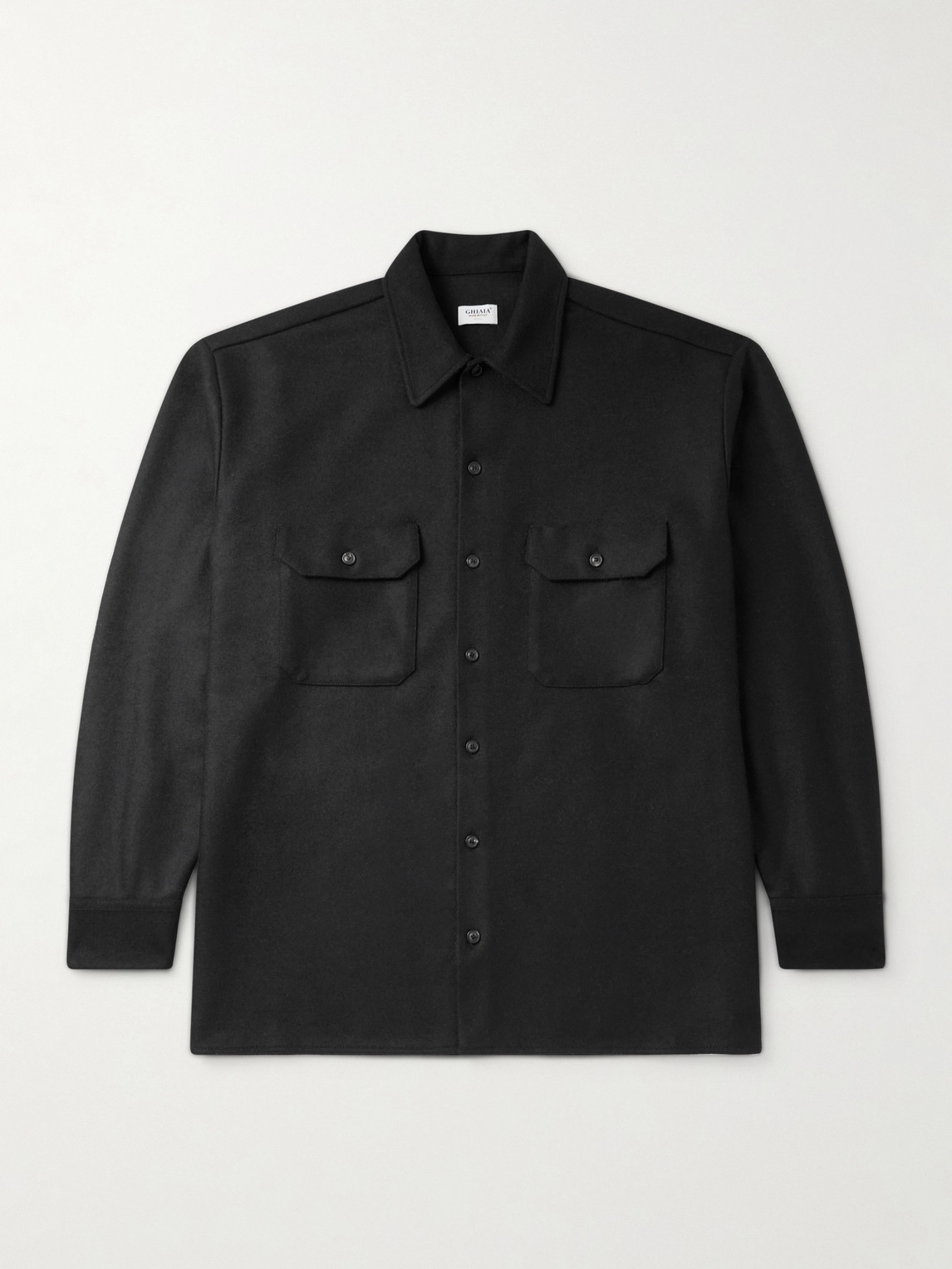 Ghiaia Cashmere Wool Overshirt In Black