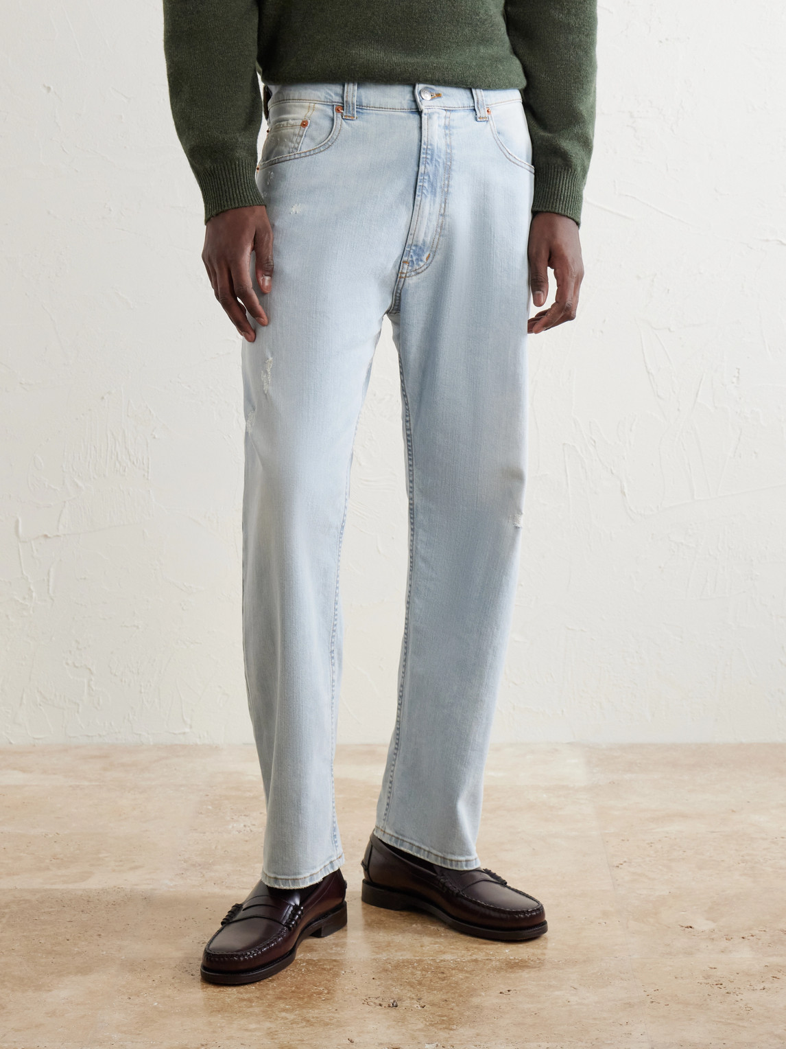Straight-Leg Distressed Jeans