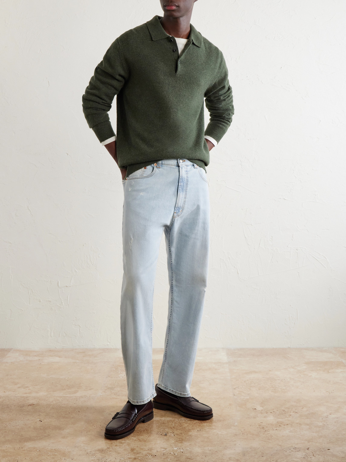 Straight-Leg Distressed Jeans