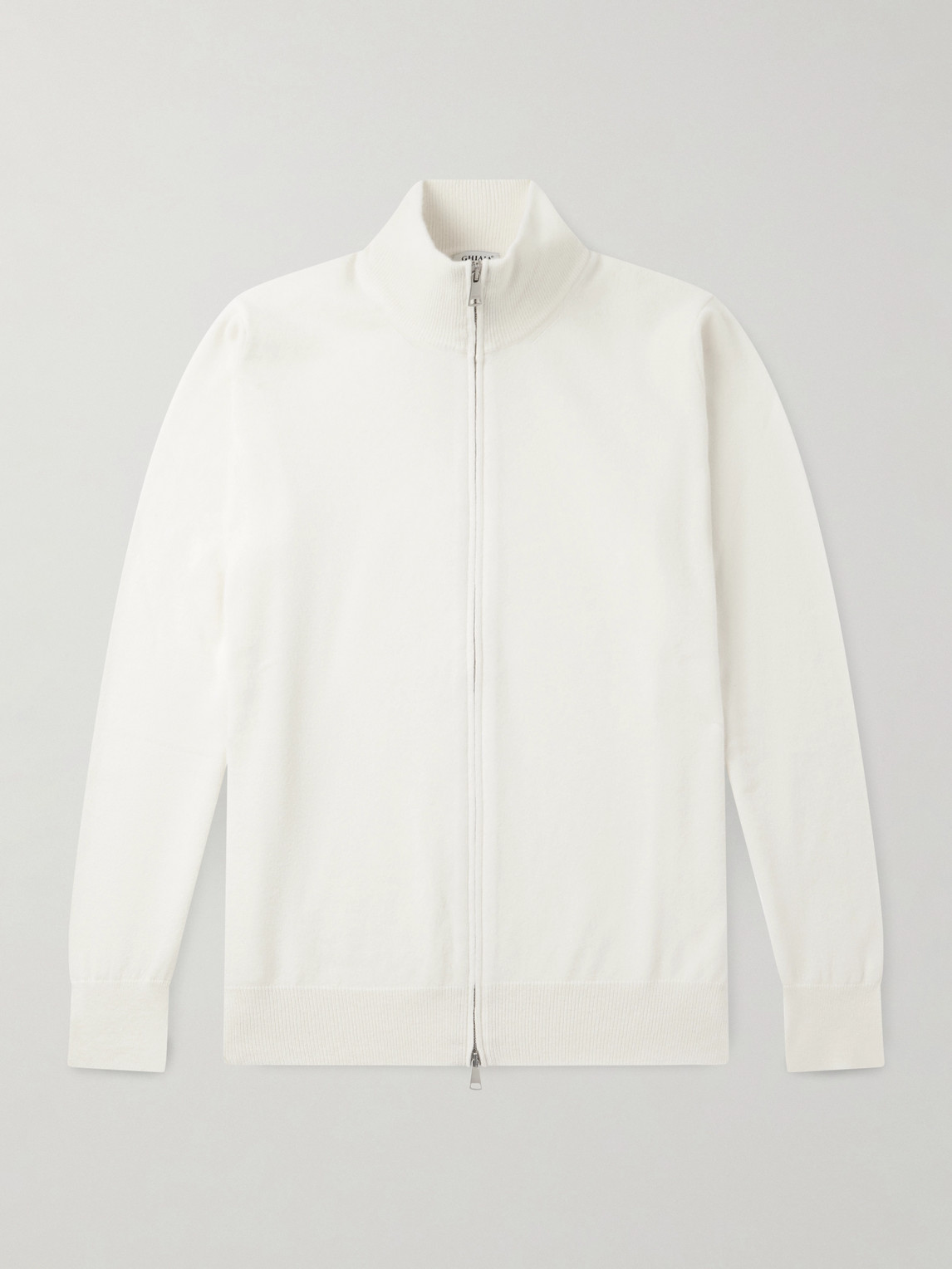 Ghiaia Cashmere Cashmere Zip-up Sweater In White