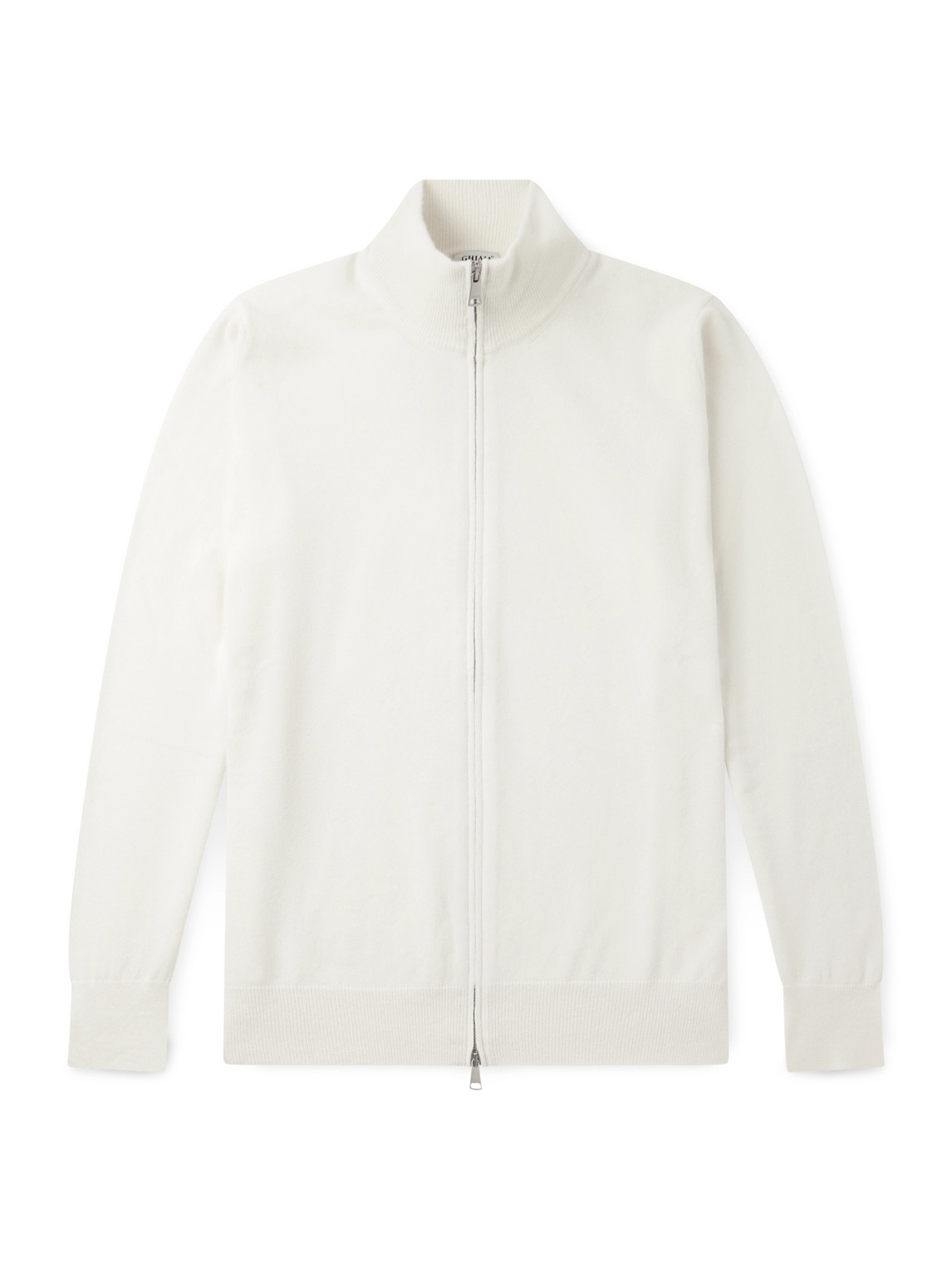 Ghiaia Cashmere Cashmere Zip-up Sweater In White