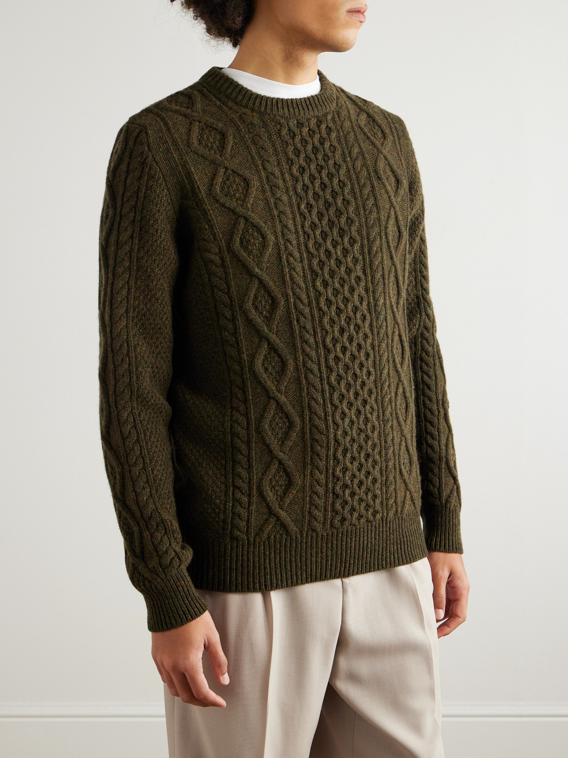  Ghiaia Cashmere - Pescatore Cable-knit Wool Sweater - Men - Green - Xl 