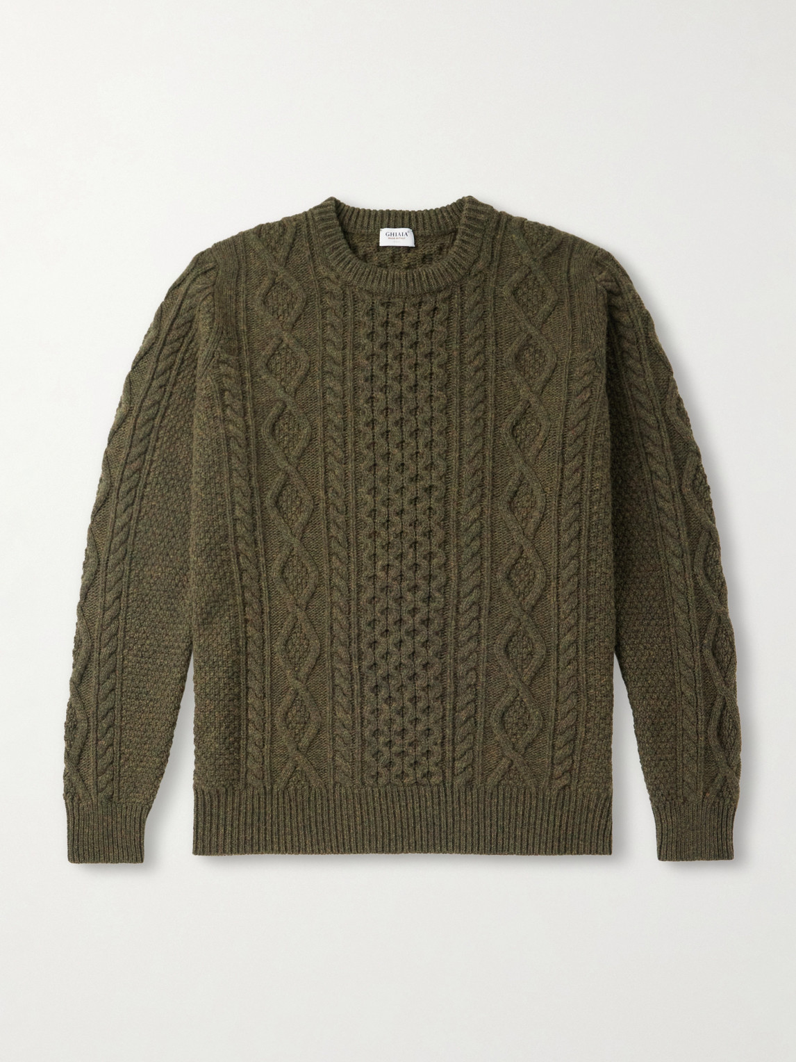 Ghiaia Cashmere Pescatore Cable-knit Wool Sweater In Green