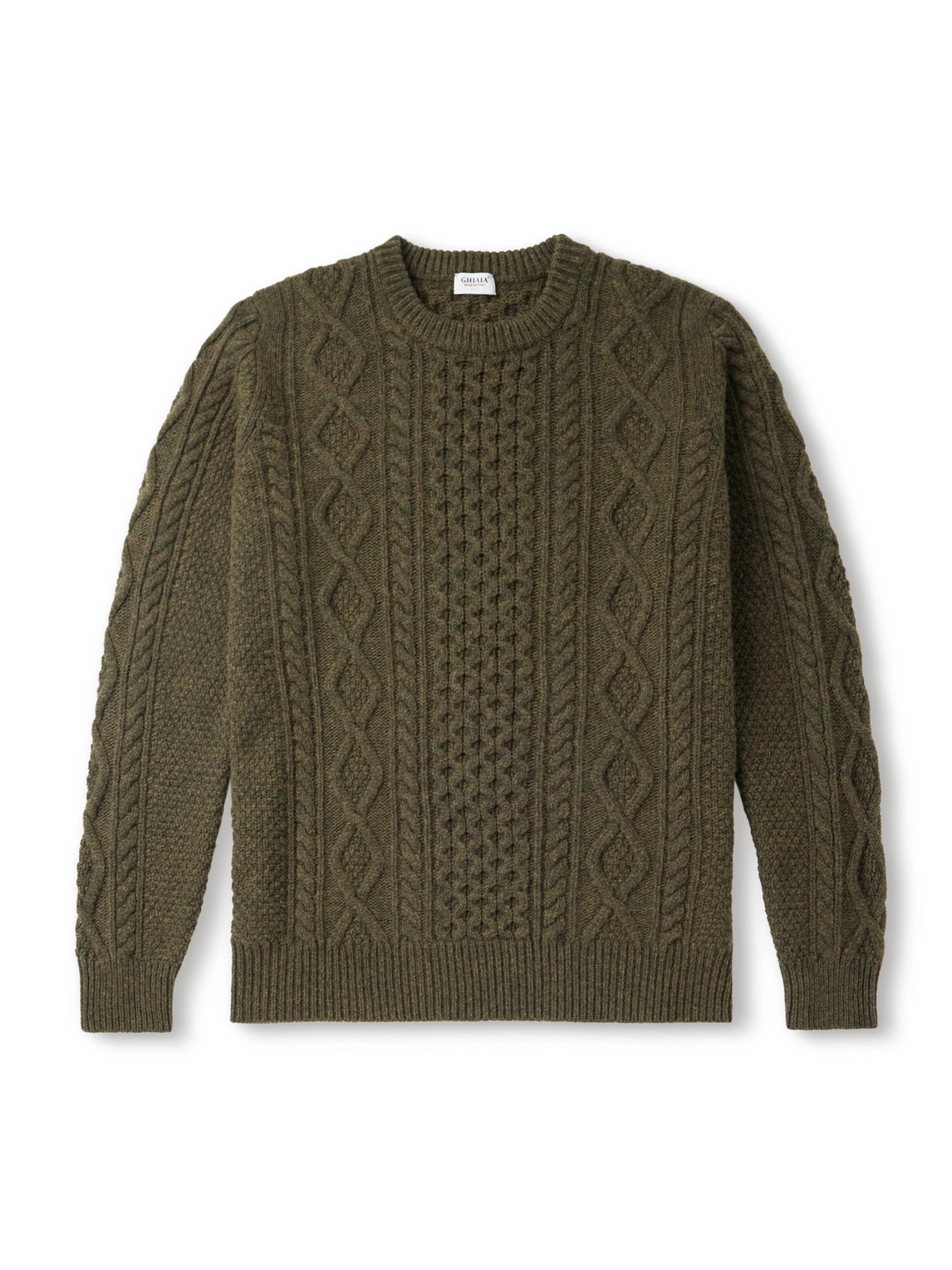 Ghiaia Cashmere Pescatore Cable-knit Wool Sweater In Green