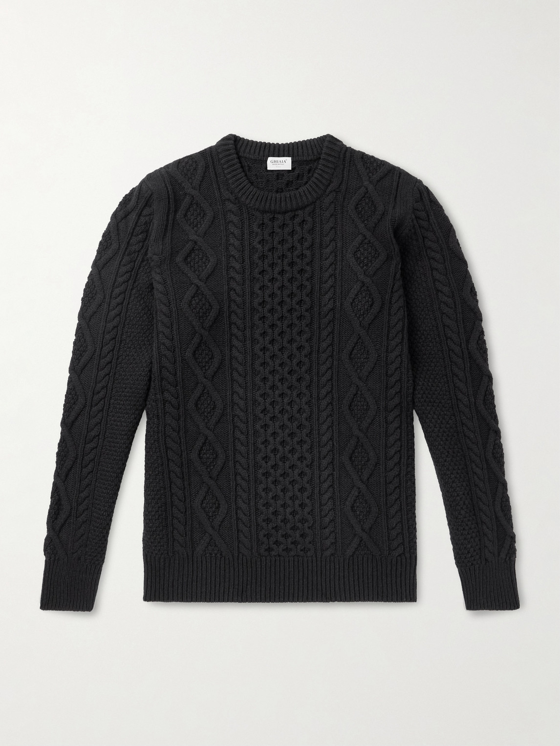Ghiaia Cashmere Pescatore Cable-knit Wool Sweater In Black
