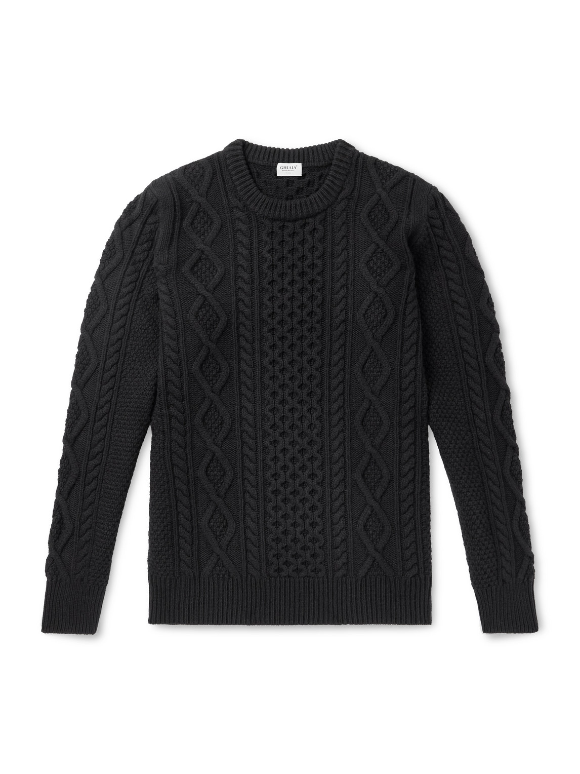 Ghiaia Cashmere Pescatore Cable-knit Wool Sweater In Black