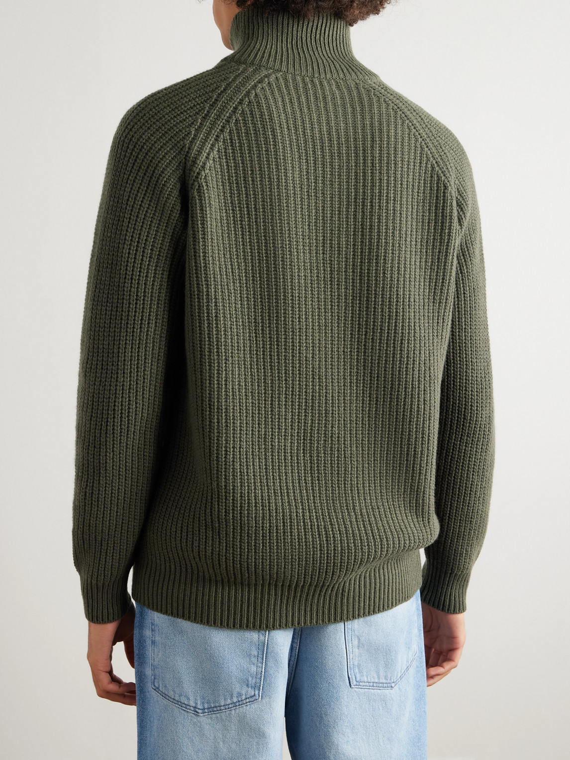  Ghiaia Cashmere - Ribbed Wool Half-zip Sweater - Men - Green - L 