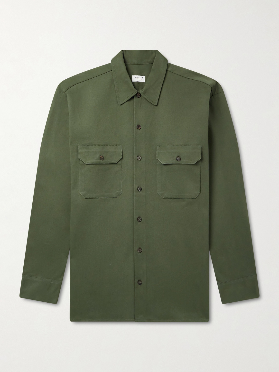 Ghiaia Cashmere Cotton-twill Shirt In Green