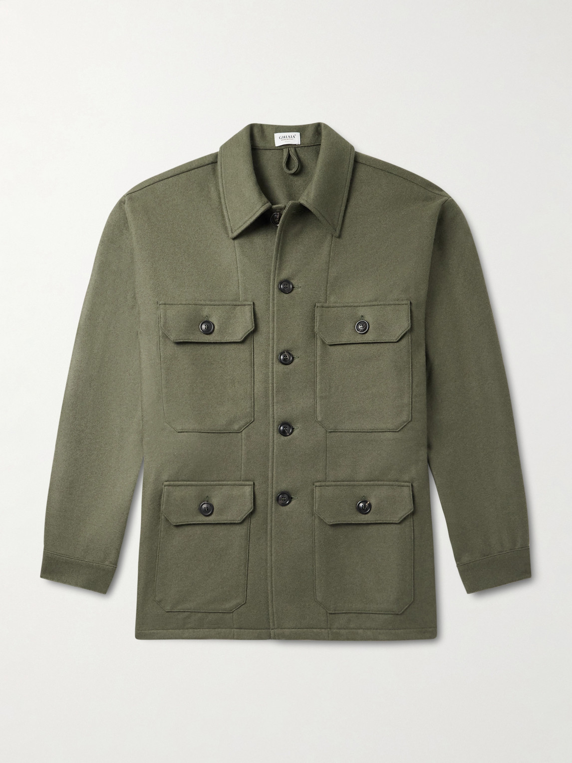 Ghiaia Cashmere Wool-flannel Jacket In Green