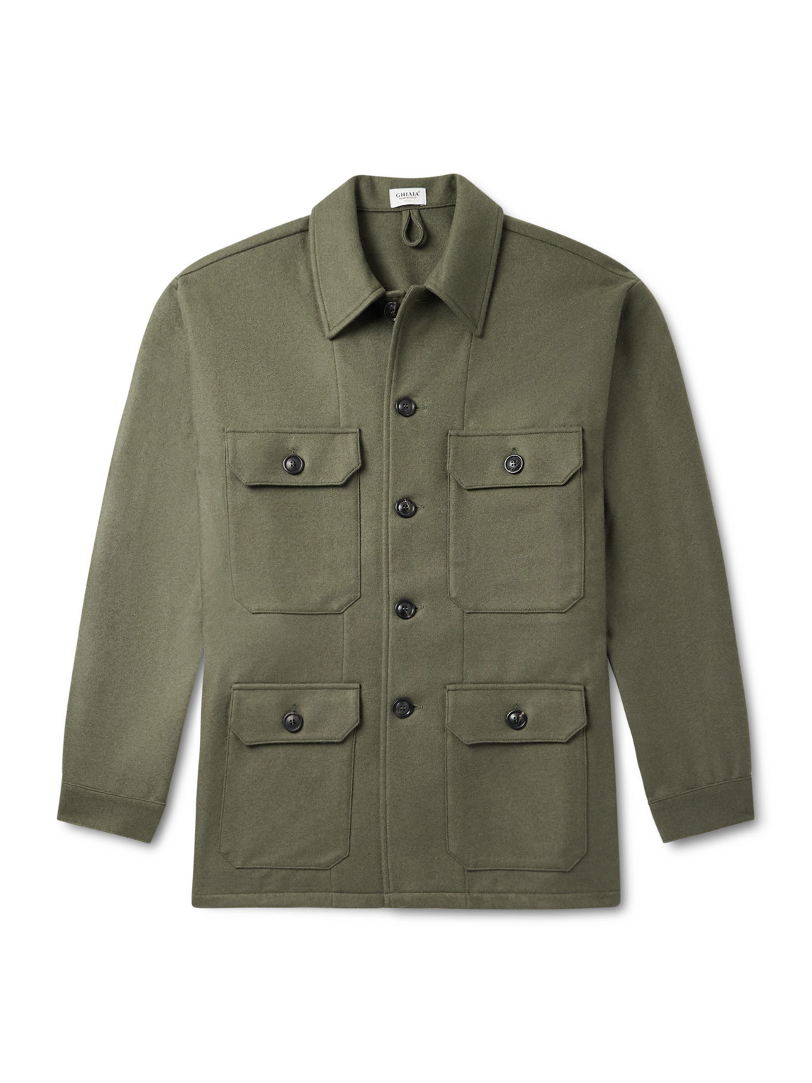 Ghiaia Cashmere Wool-flannel Jacket In Green