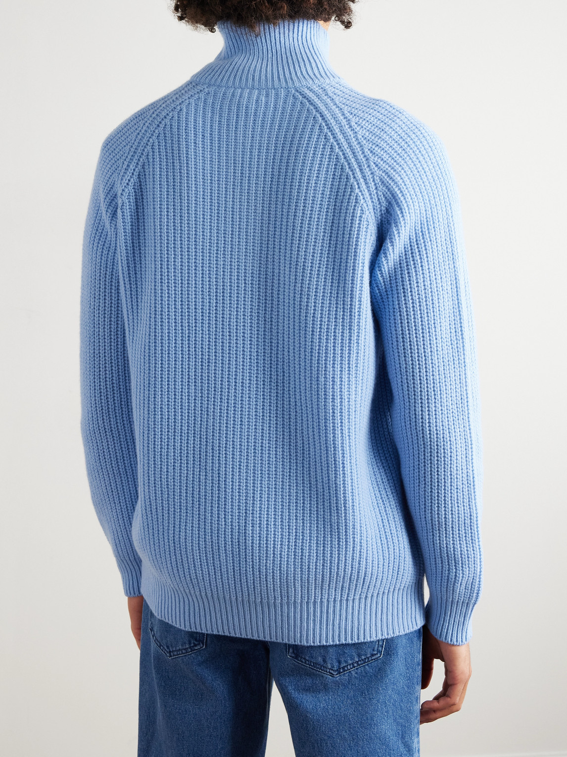  Ghiaia Cashmere - Ribbed Wool Half-zip Sweater - Men - Blue - M 