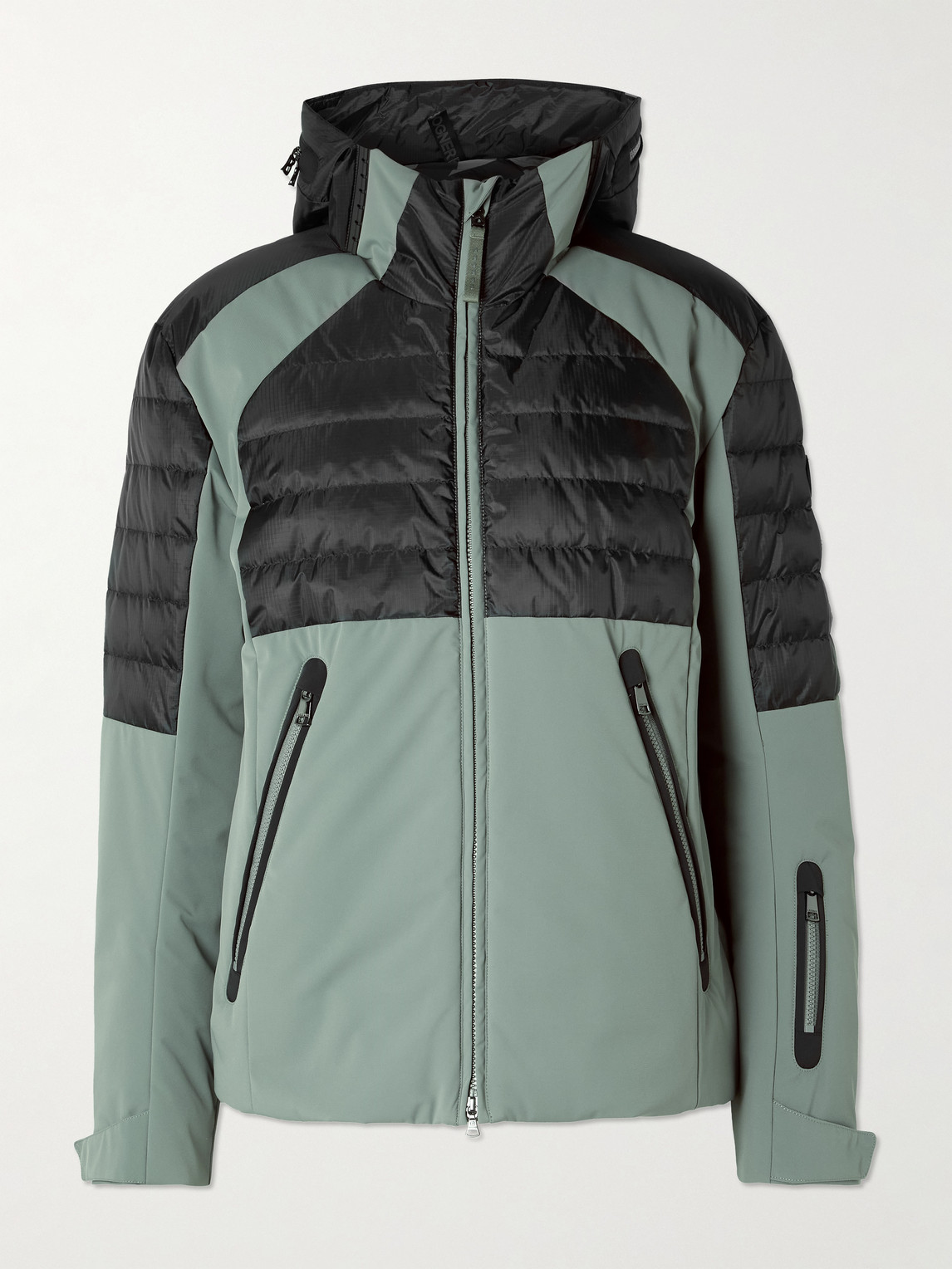 Bogner Henik-d Panelled Quilted Ripstop And Shell Hooded Down Jacket In Gray