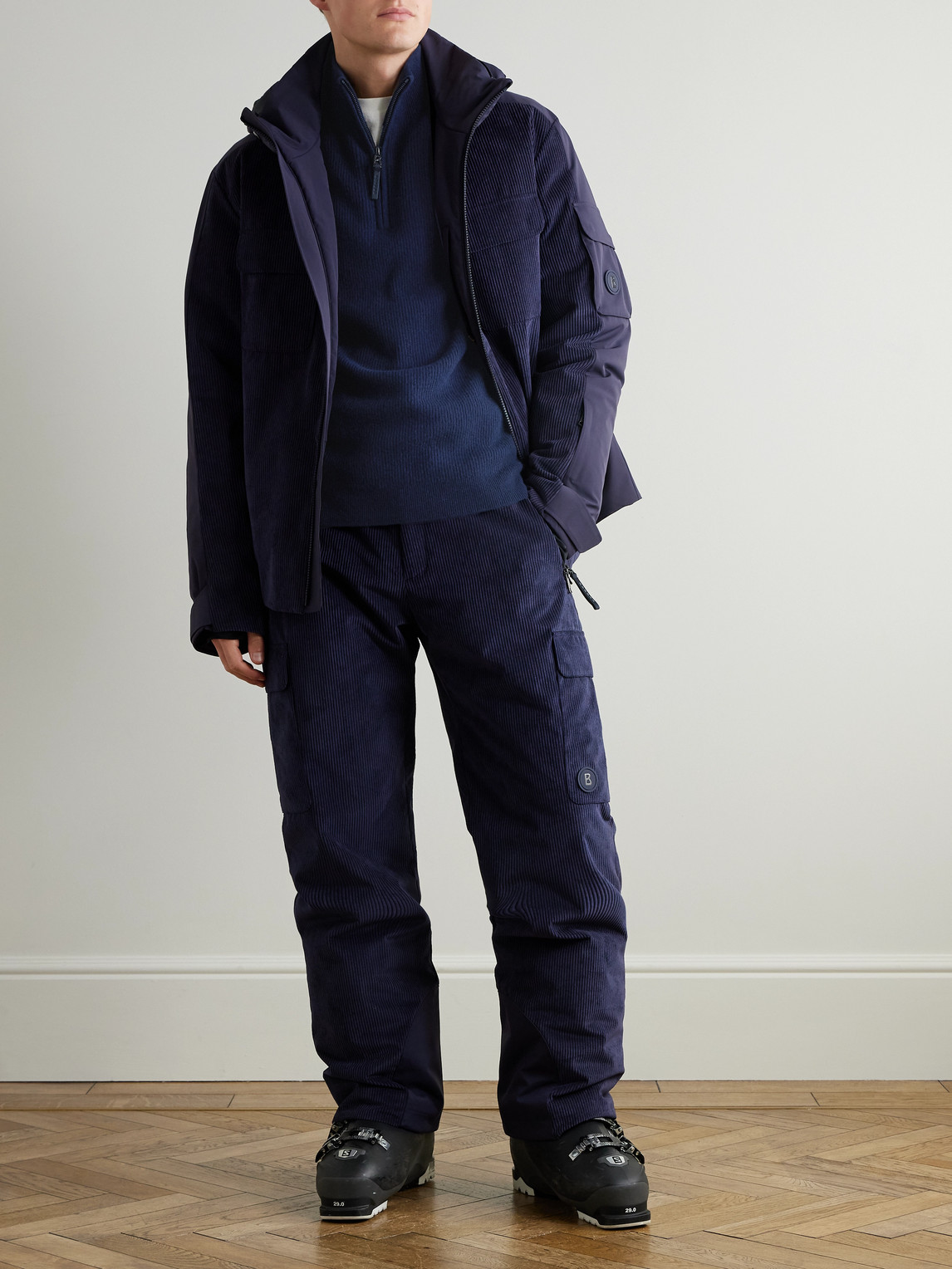 Derek-1 Virgin Wool and Cashmere-Blend Half-Zip Ski Midlayer — 2