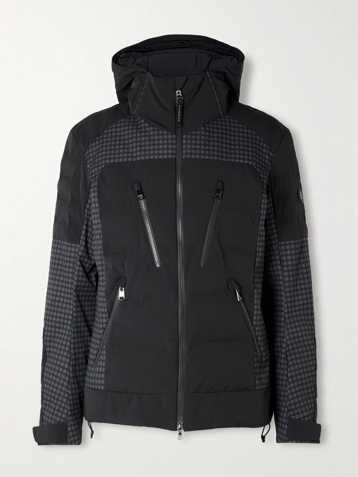 Bogner Fionn2-t Panelled Quilted Hooded Ski Jacket In Black