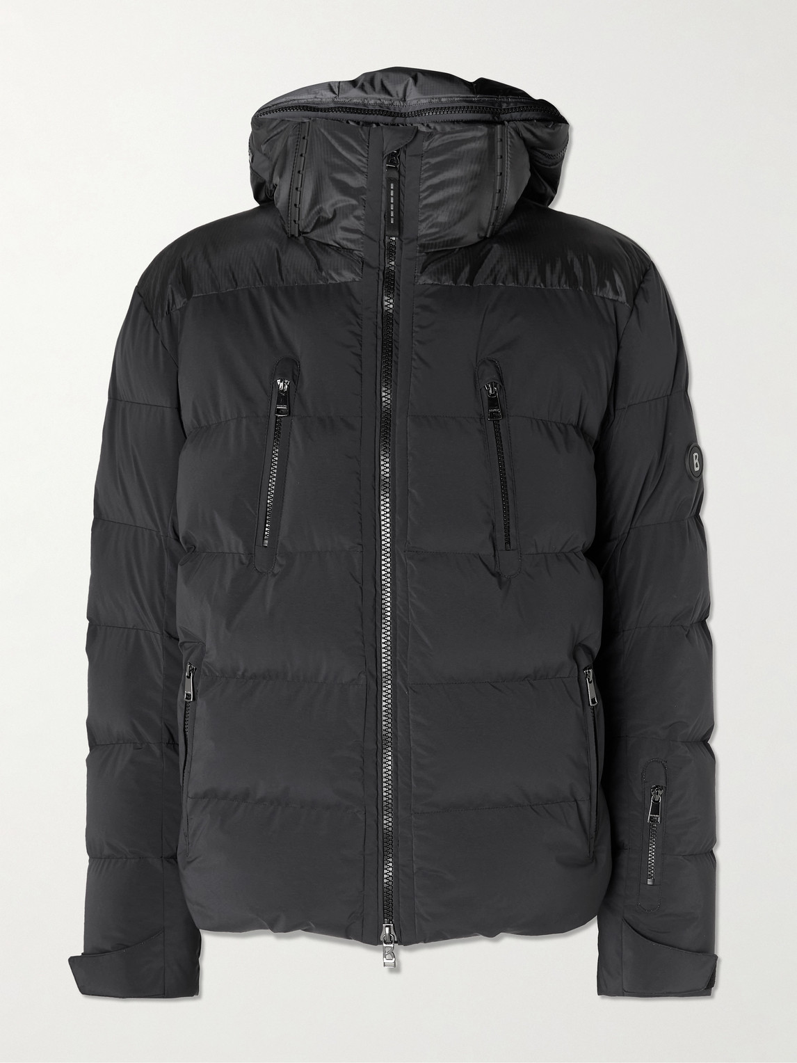 Bogner Blaine Panelled Quilted Shell Hooded Jacket In Black
